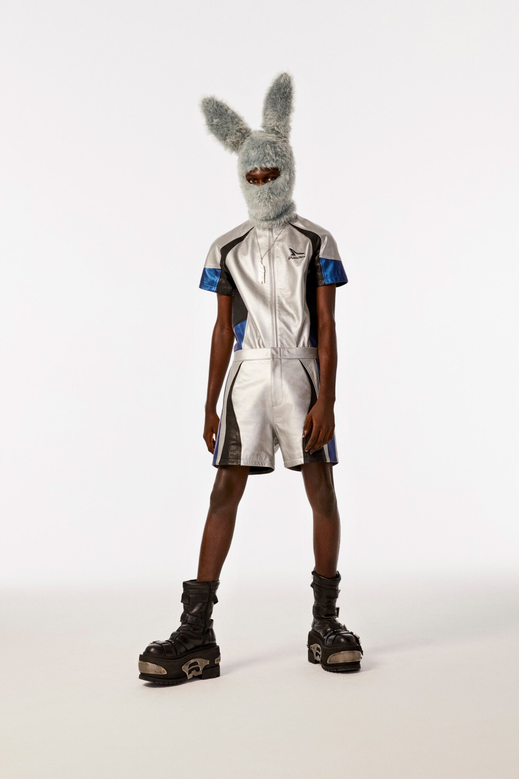 silver satin shorts and top