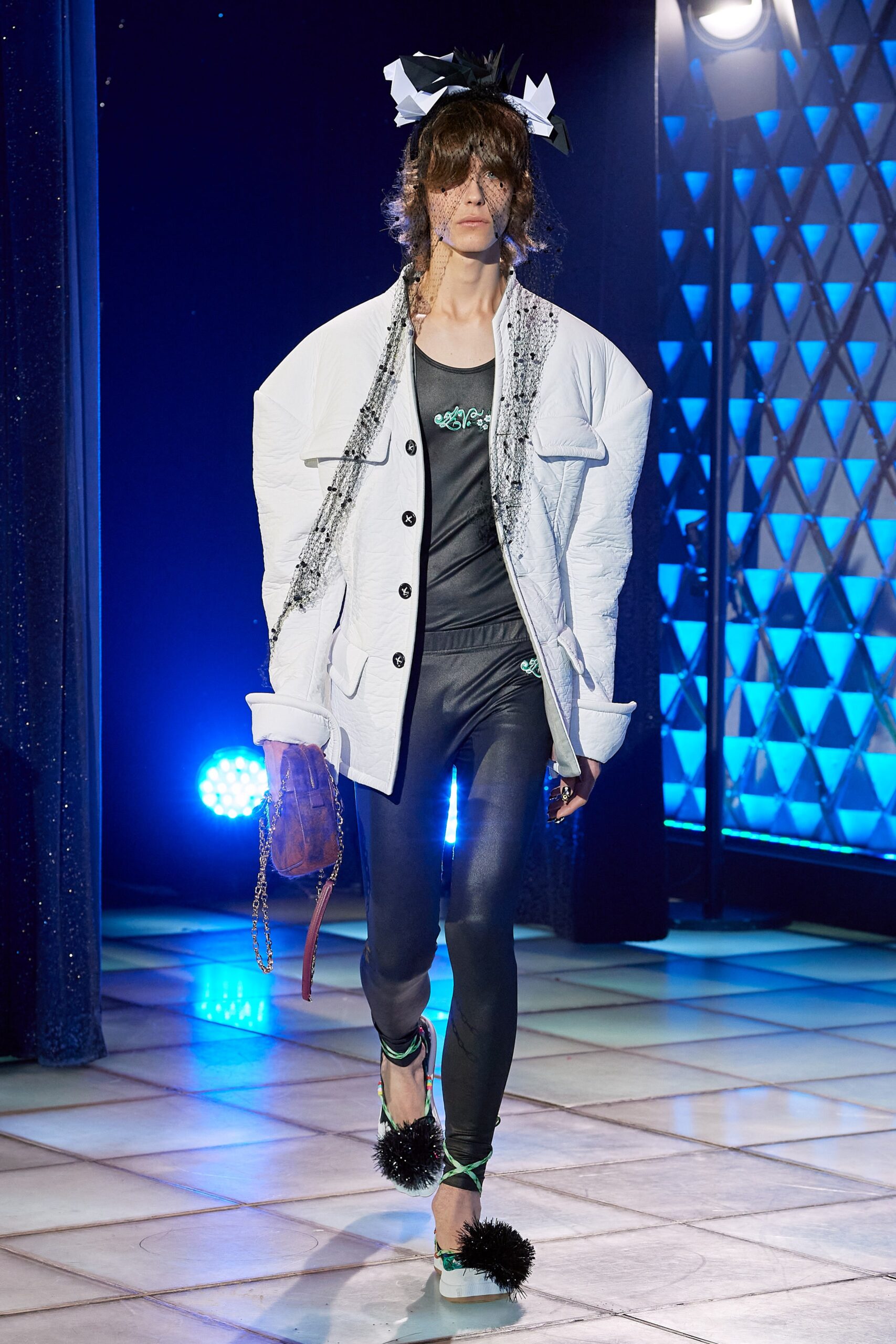 oversized white jacket with black top