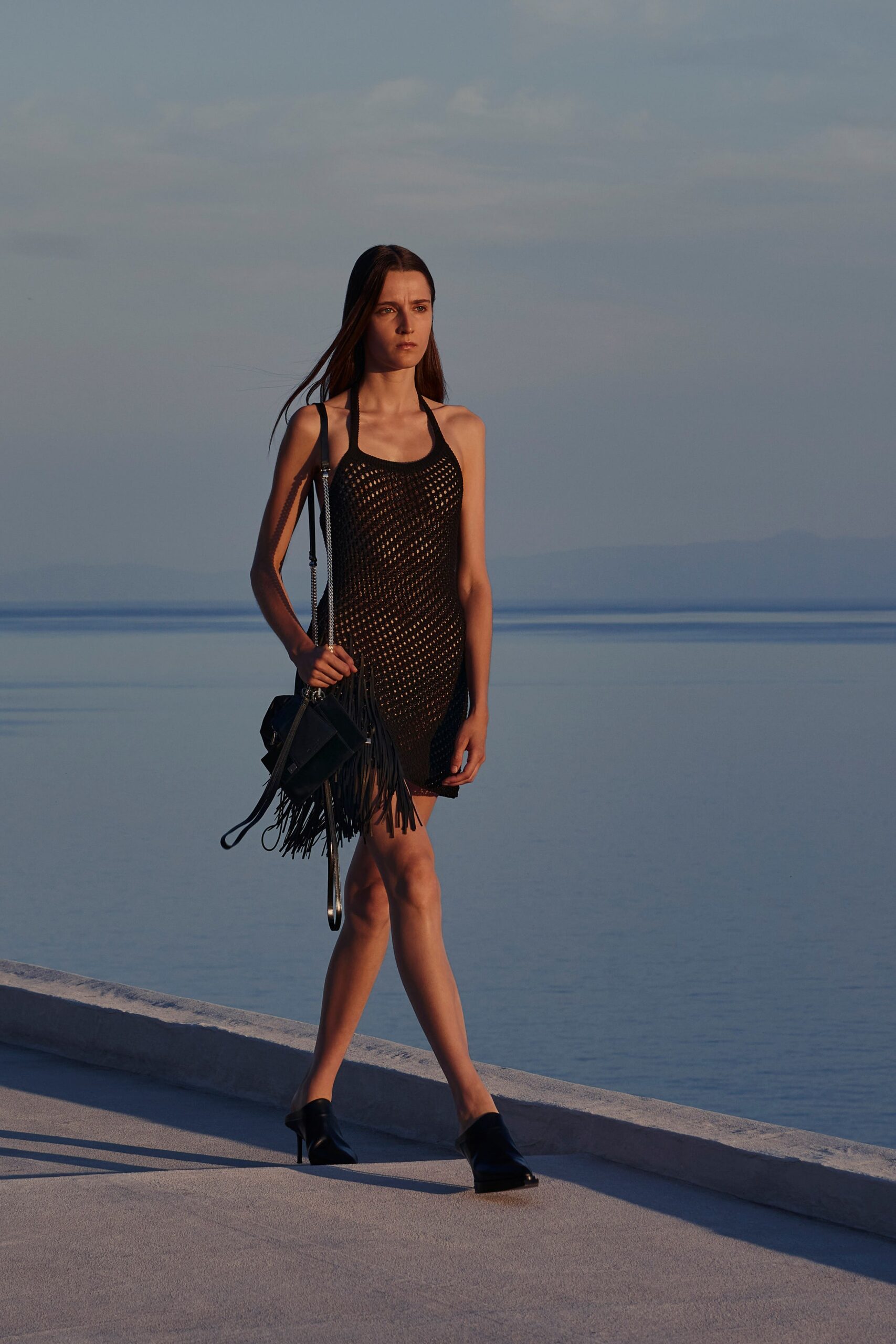 black mesh fitted dress