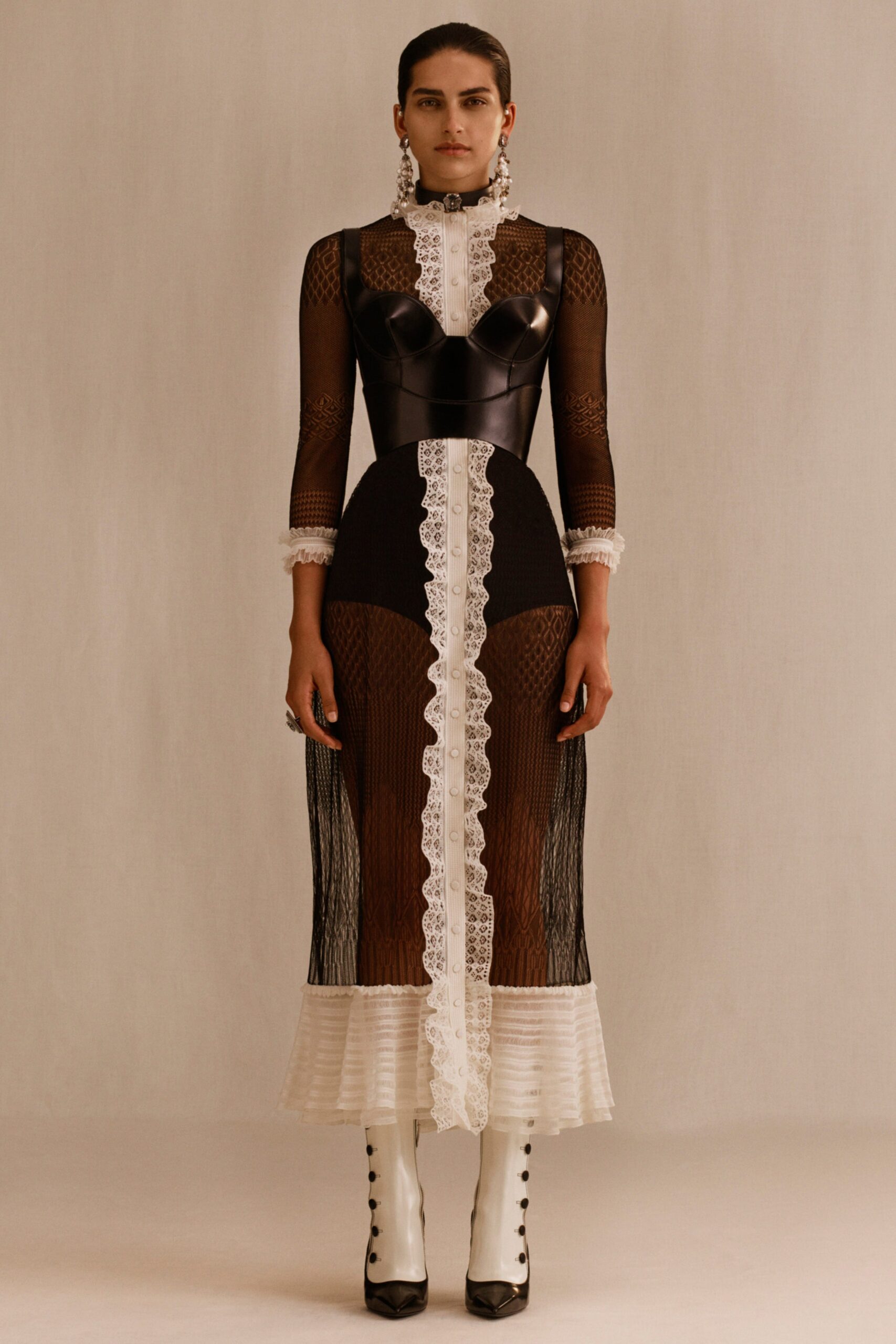black and white fitted dress