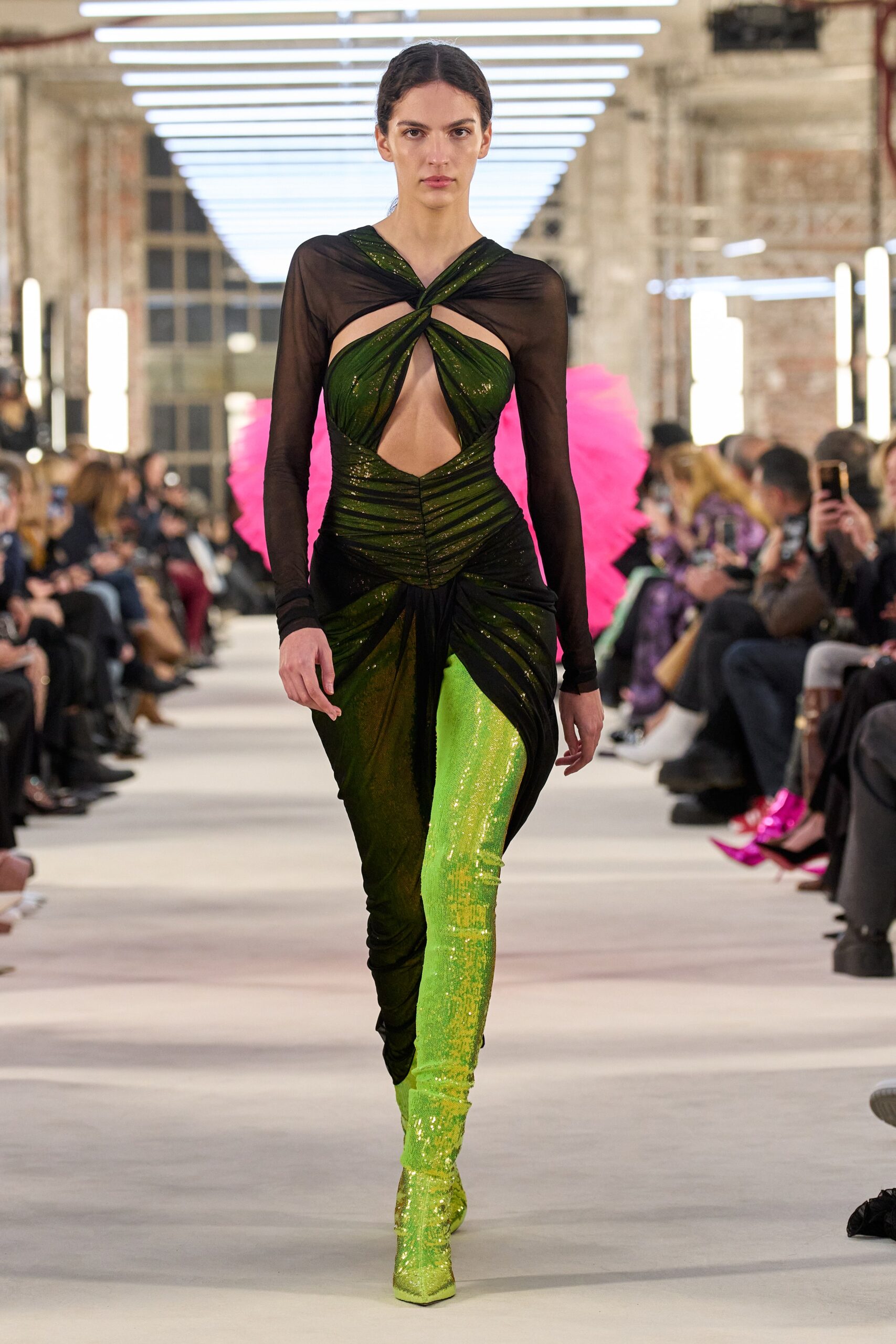 black and green fitted dress