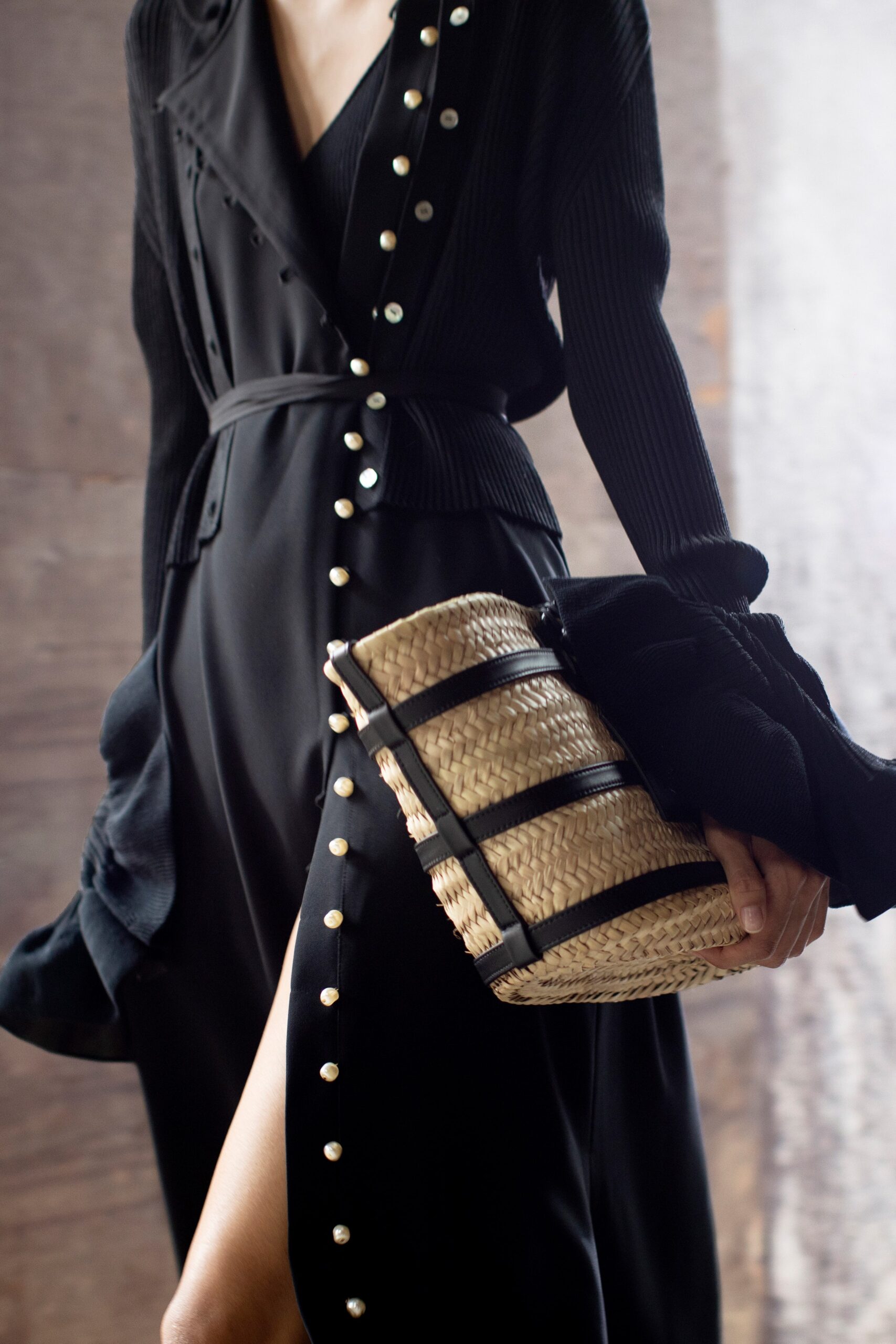 black midi dress with slit