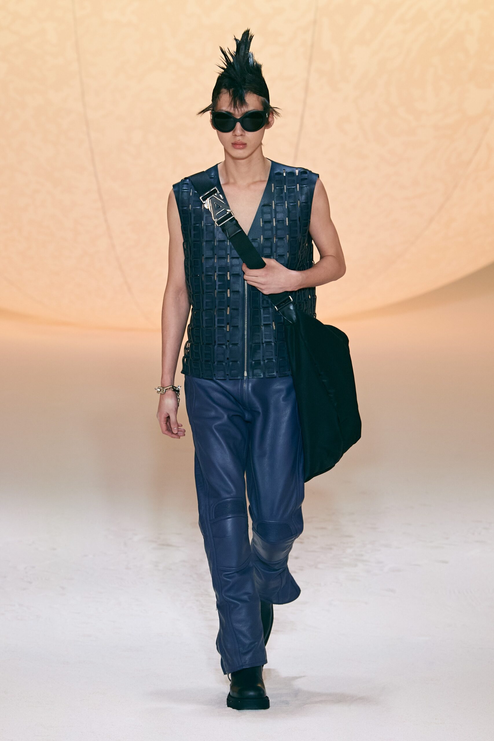 black leather sleeveless v-neck fitted layered top