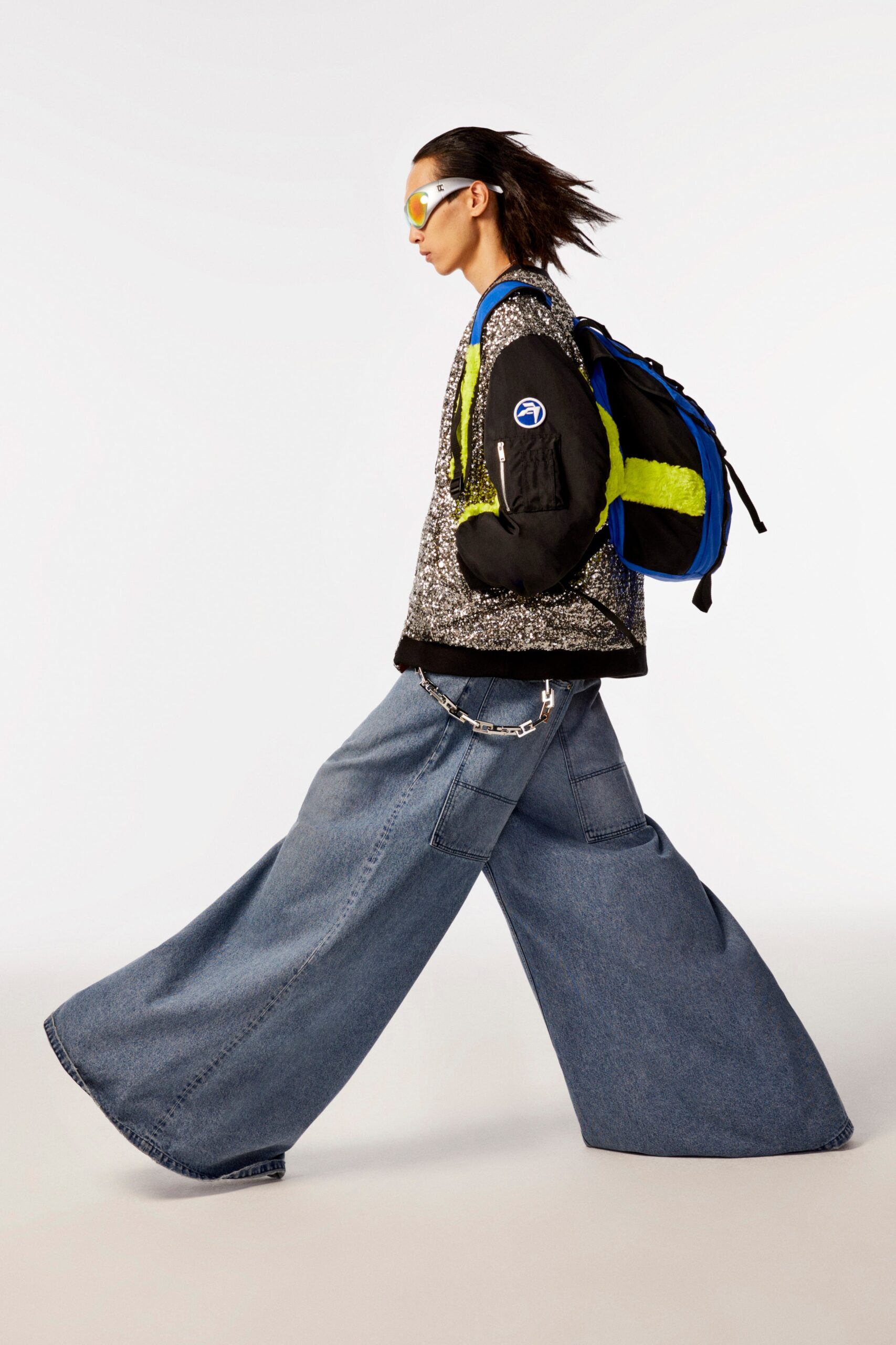 oversized jacket with wide-leg pants