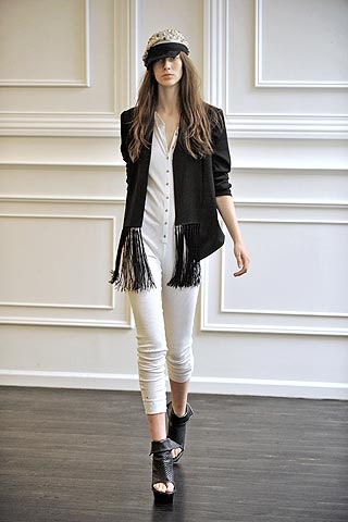 black tailored blazer with fringes