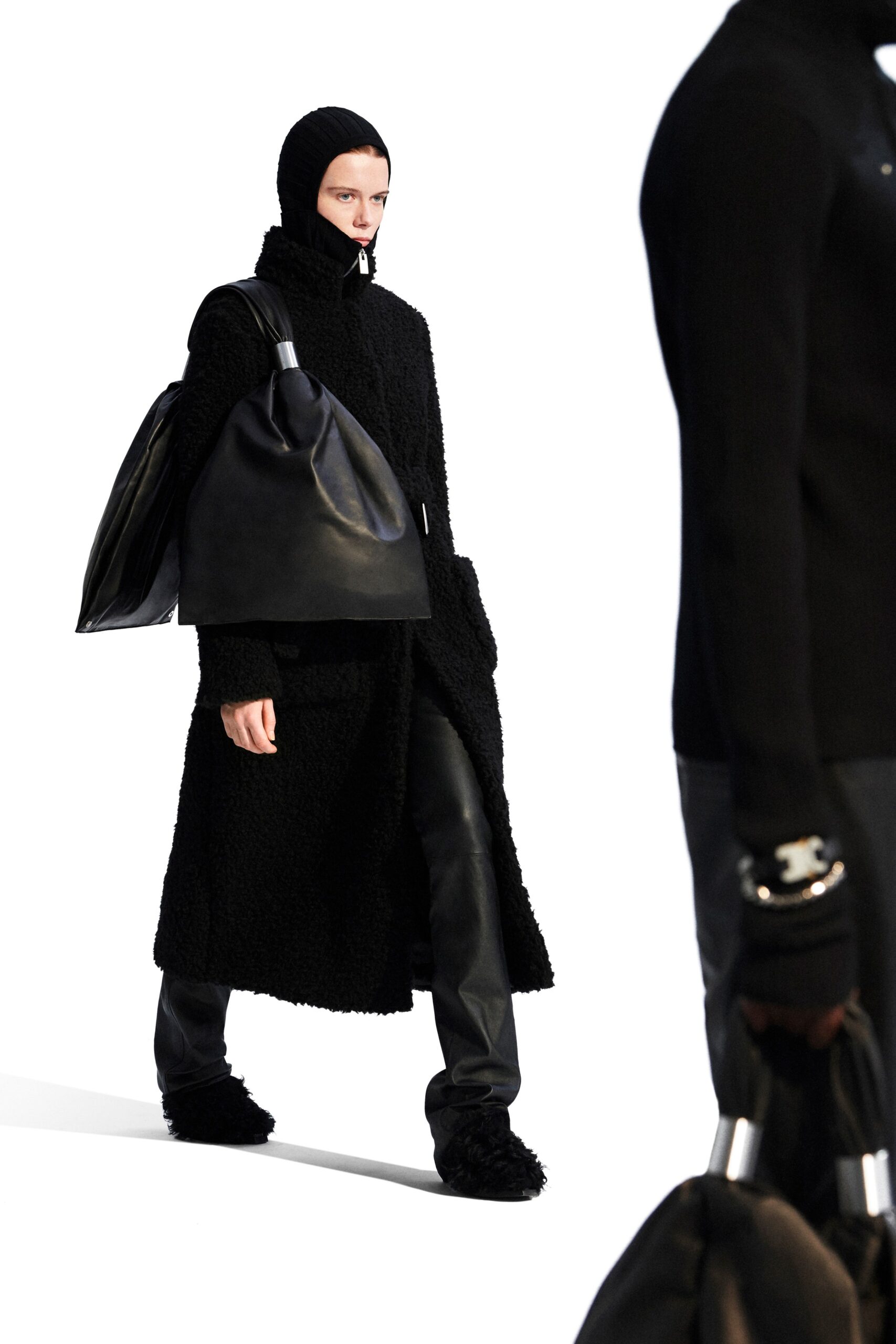 black leather structured bag