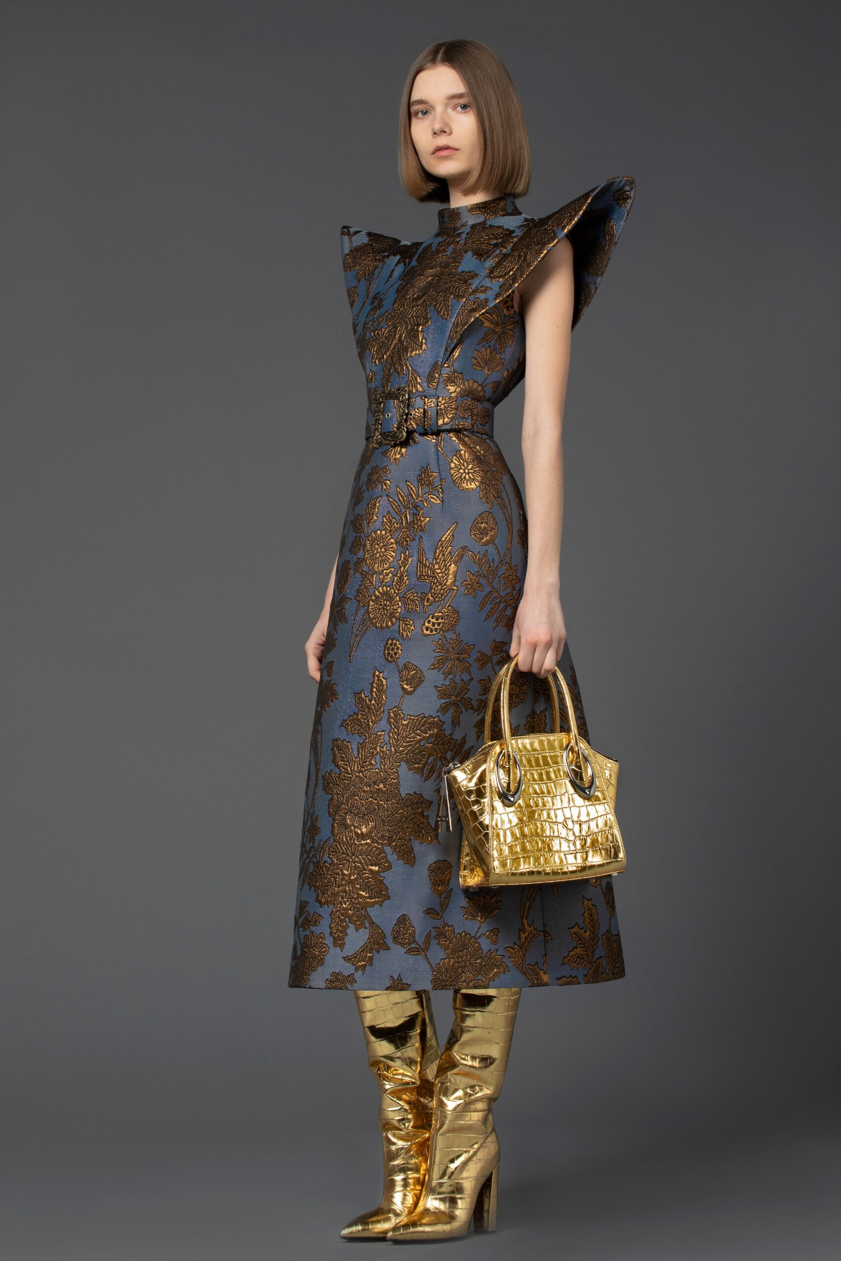 gold leather cropped bag