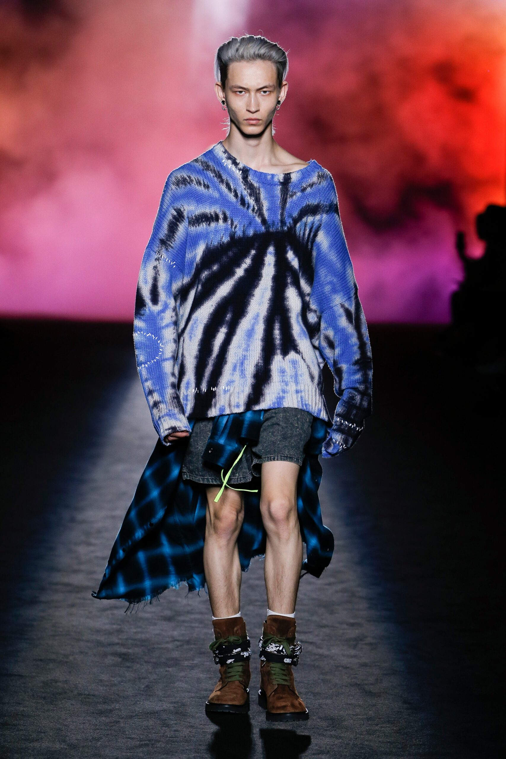 oversized blue tie-dye sweater