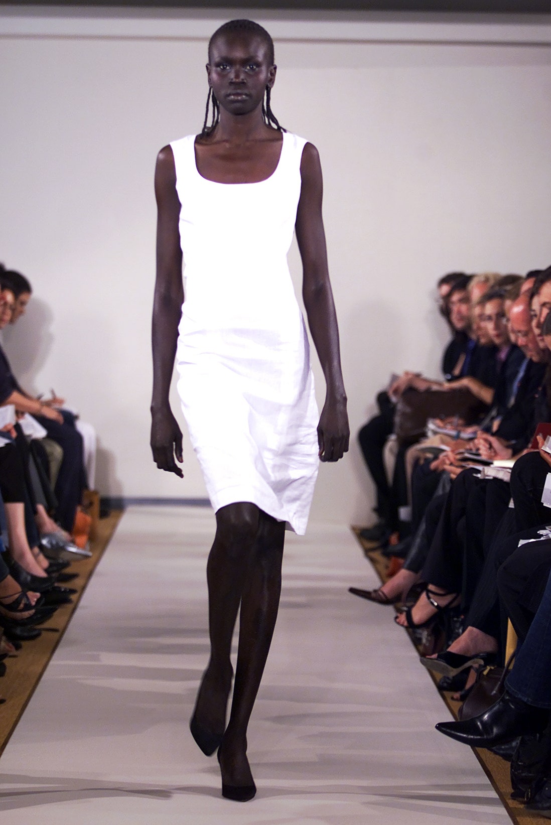 fitted white sleeveless dress
