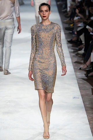 fitted metallic long-sleeve dress