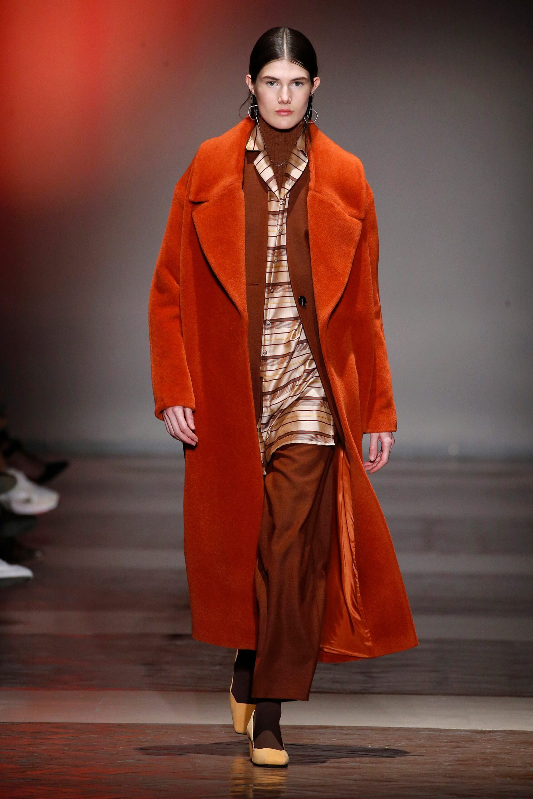 oversized orange wool coat