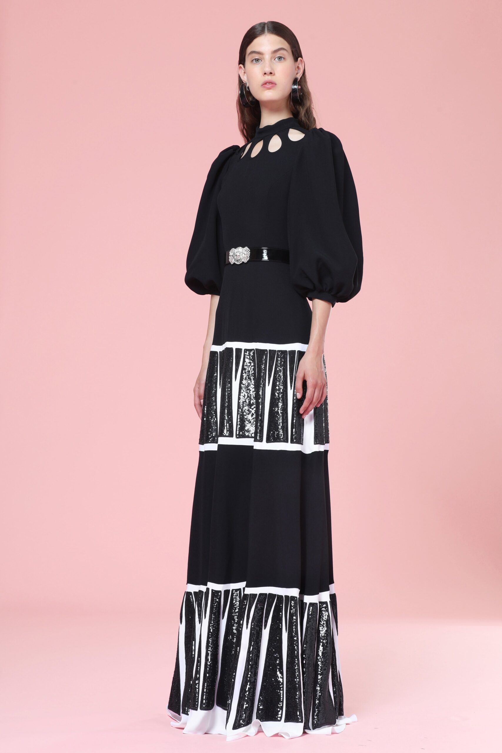 black and white tiered dress