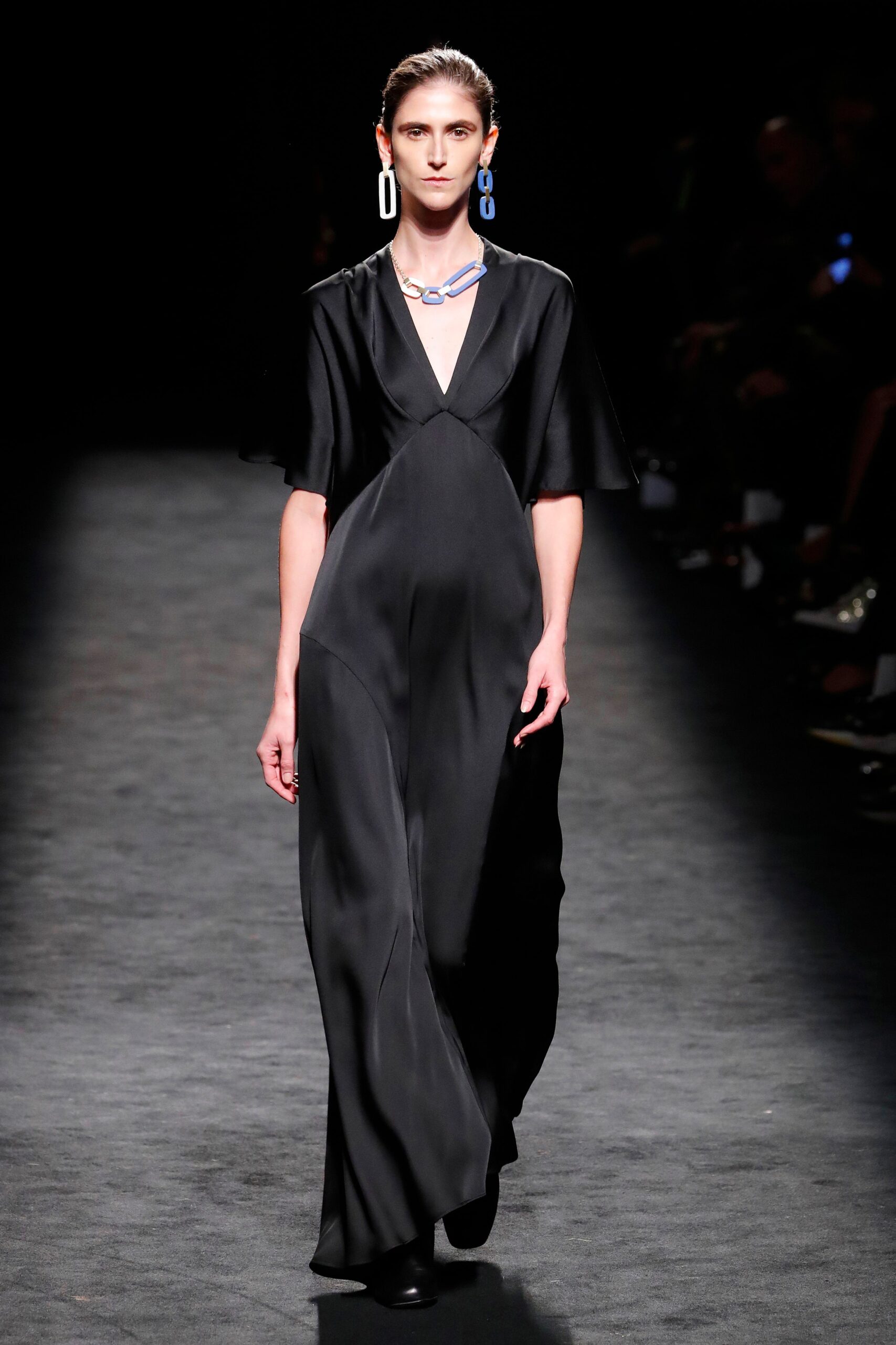black silk sleeveless dress