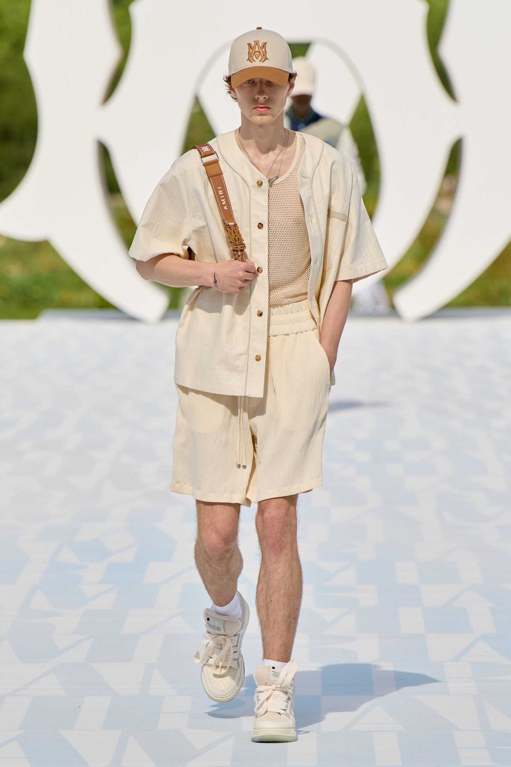 beige relaxed shirt and shorts