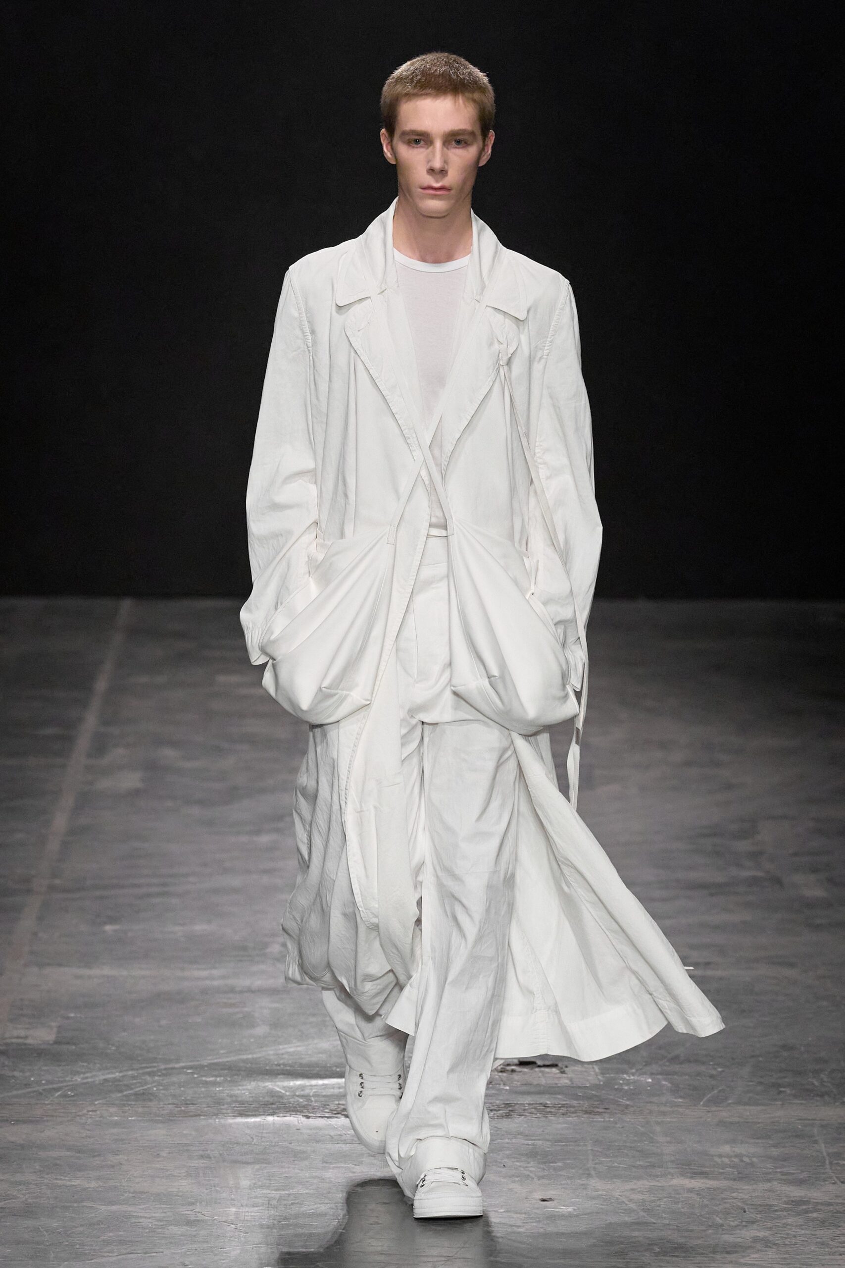 white relaxed coat and pants