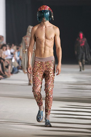 embroidered brown gold fitted pants