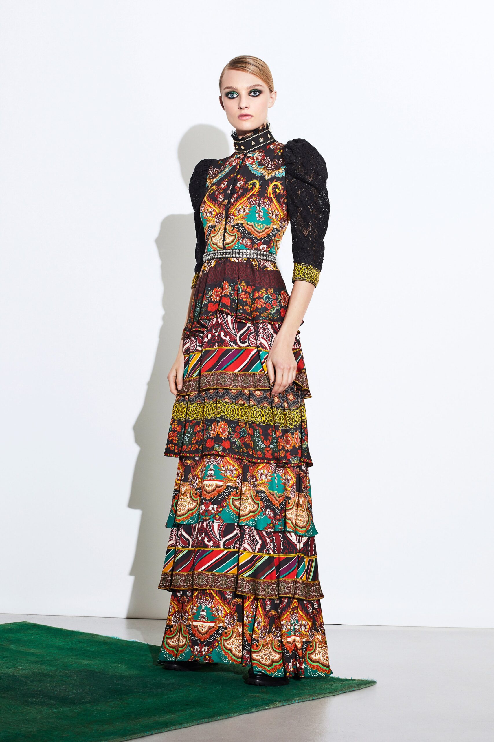 multi-colored tiered maxi dress