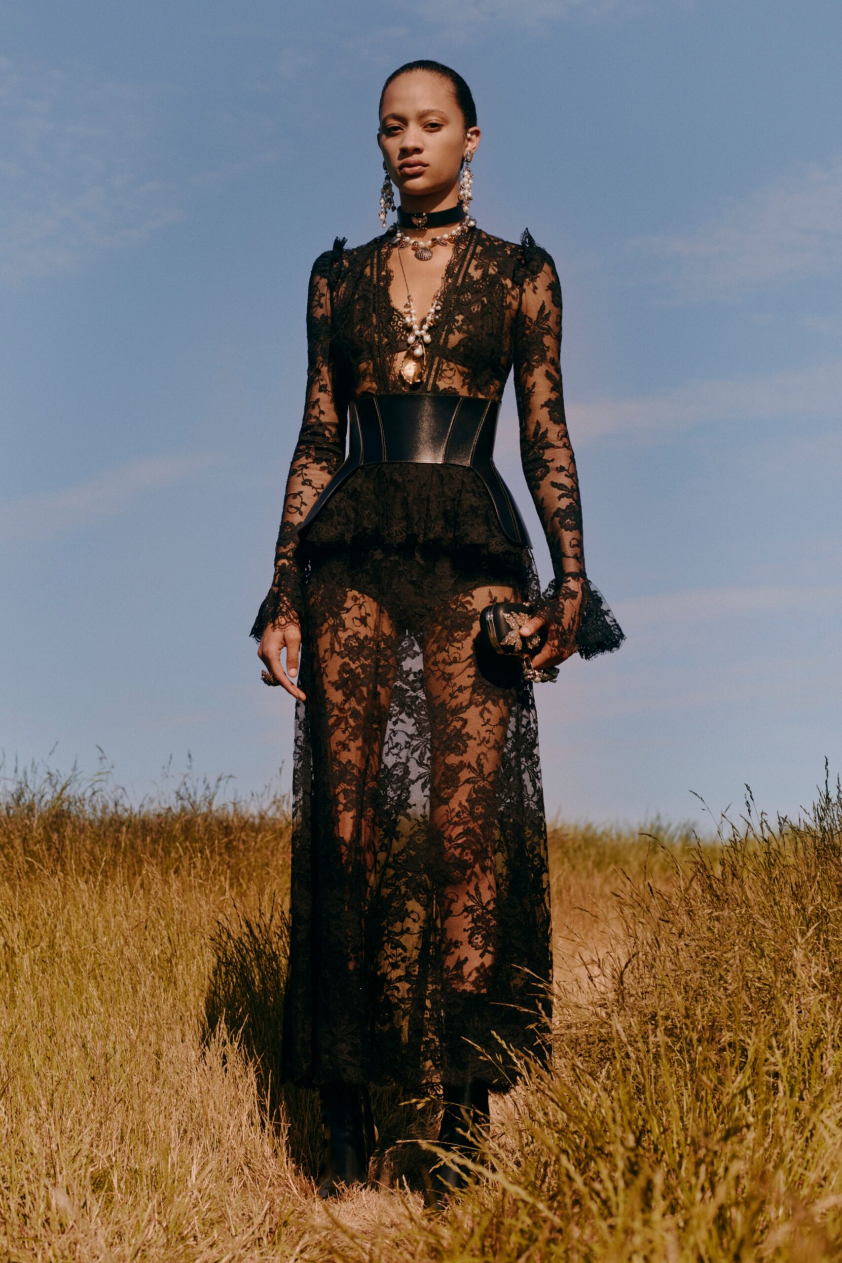 black lace gown with corset