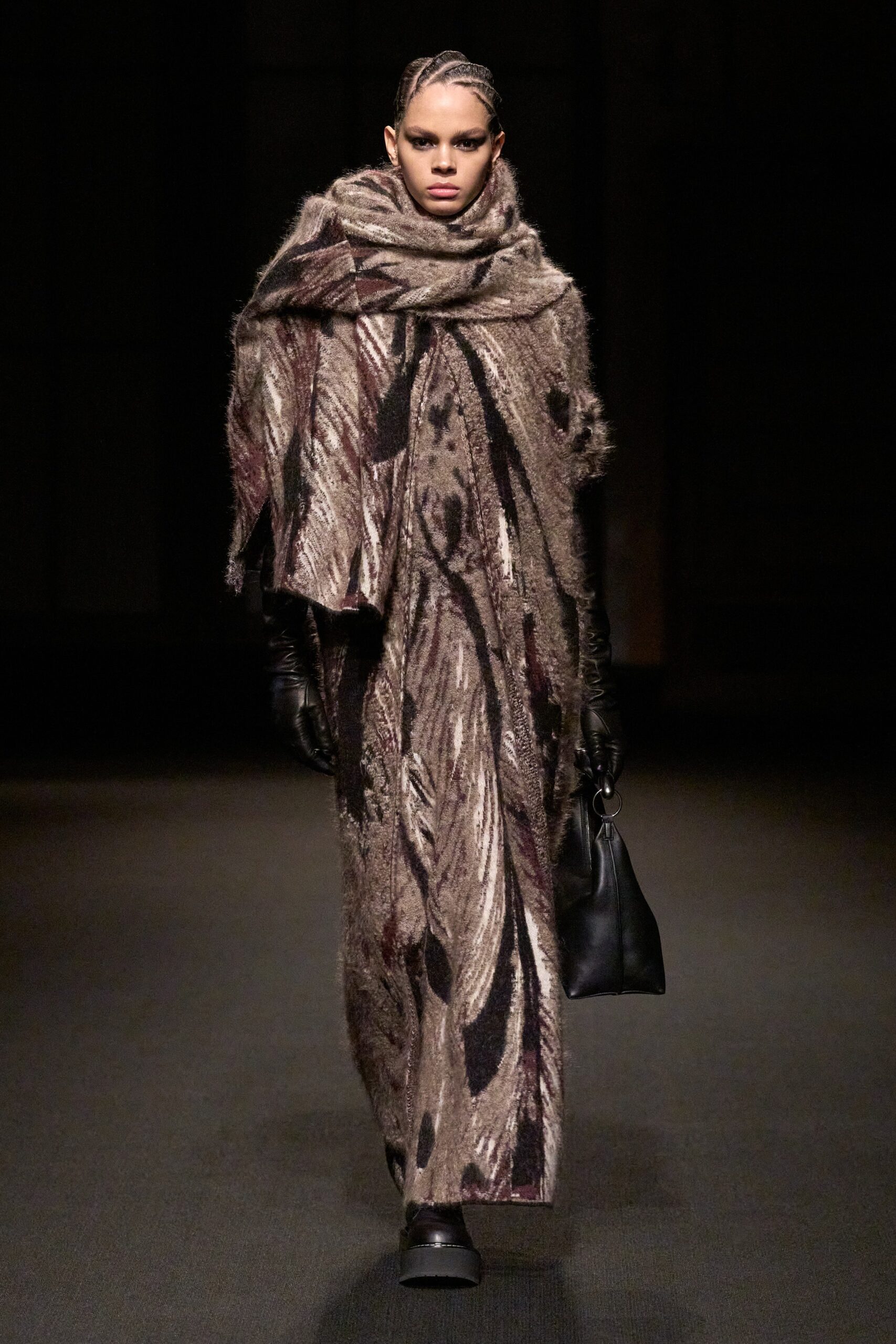 relaxed brown printed maxi dress