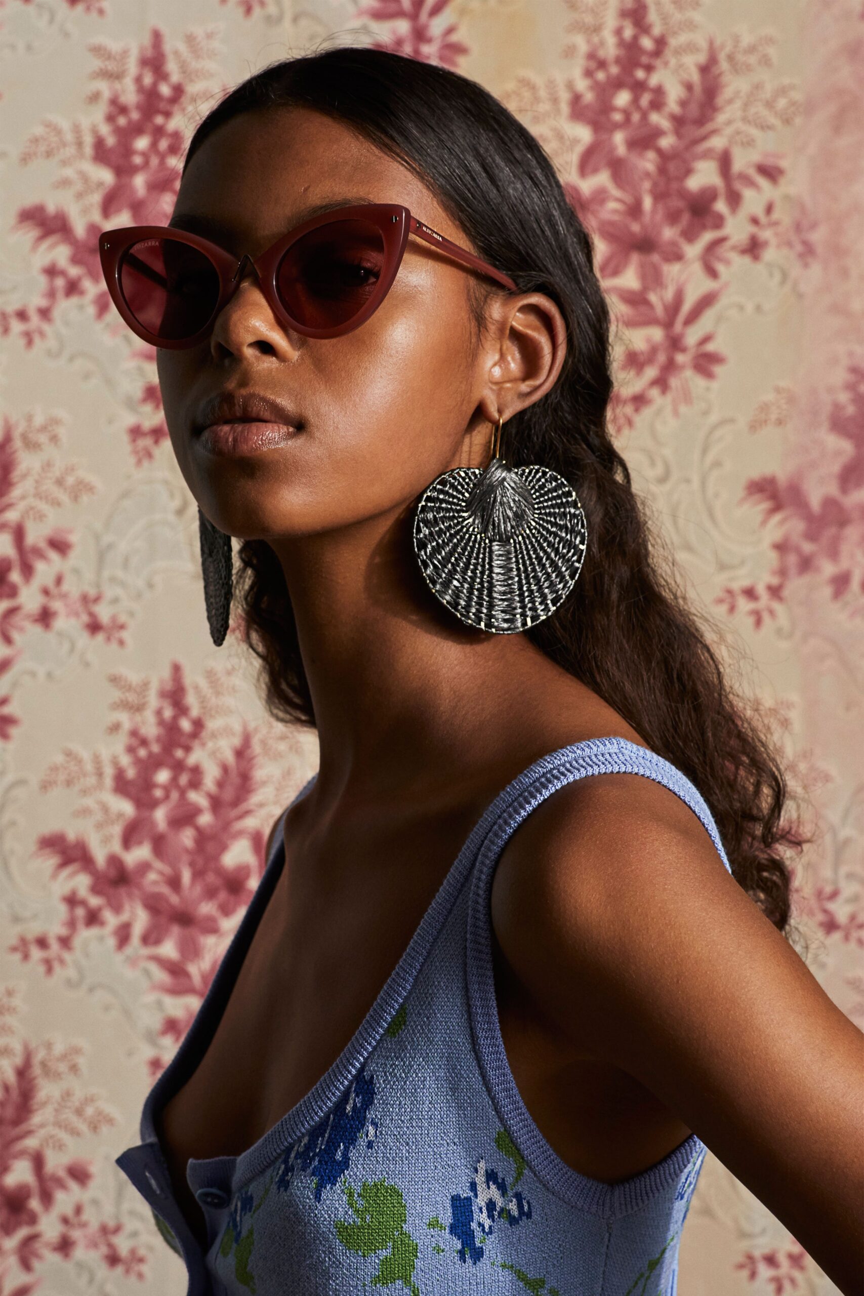 blue fitted sleeveless top