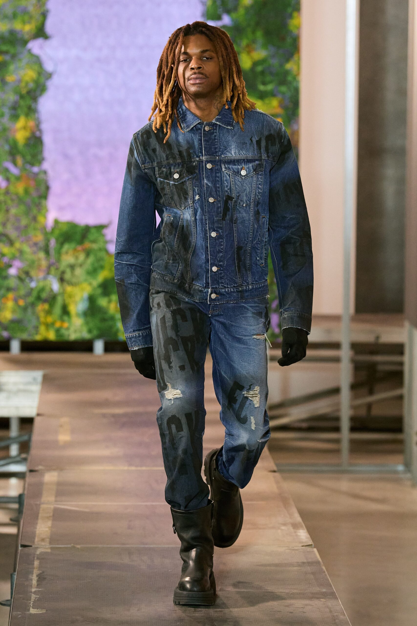 blue denim jacket and pants