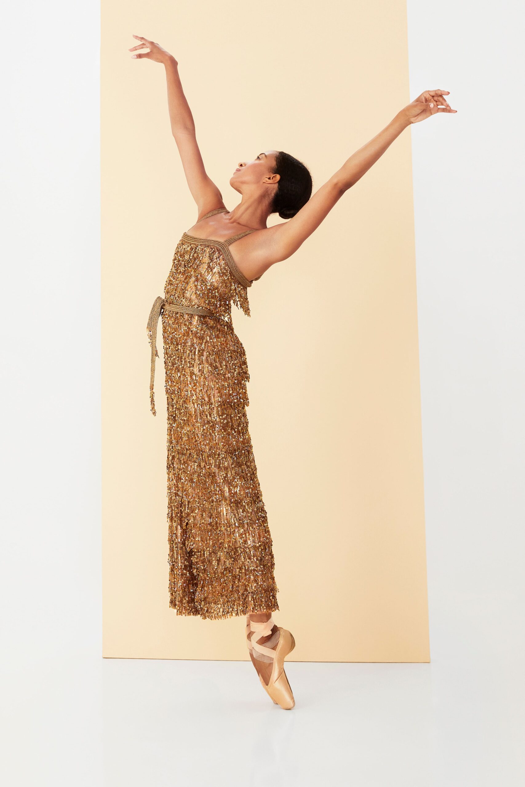 gold fringed sleeveless dress