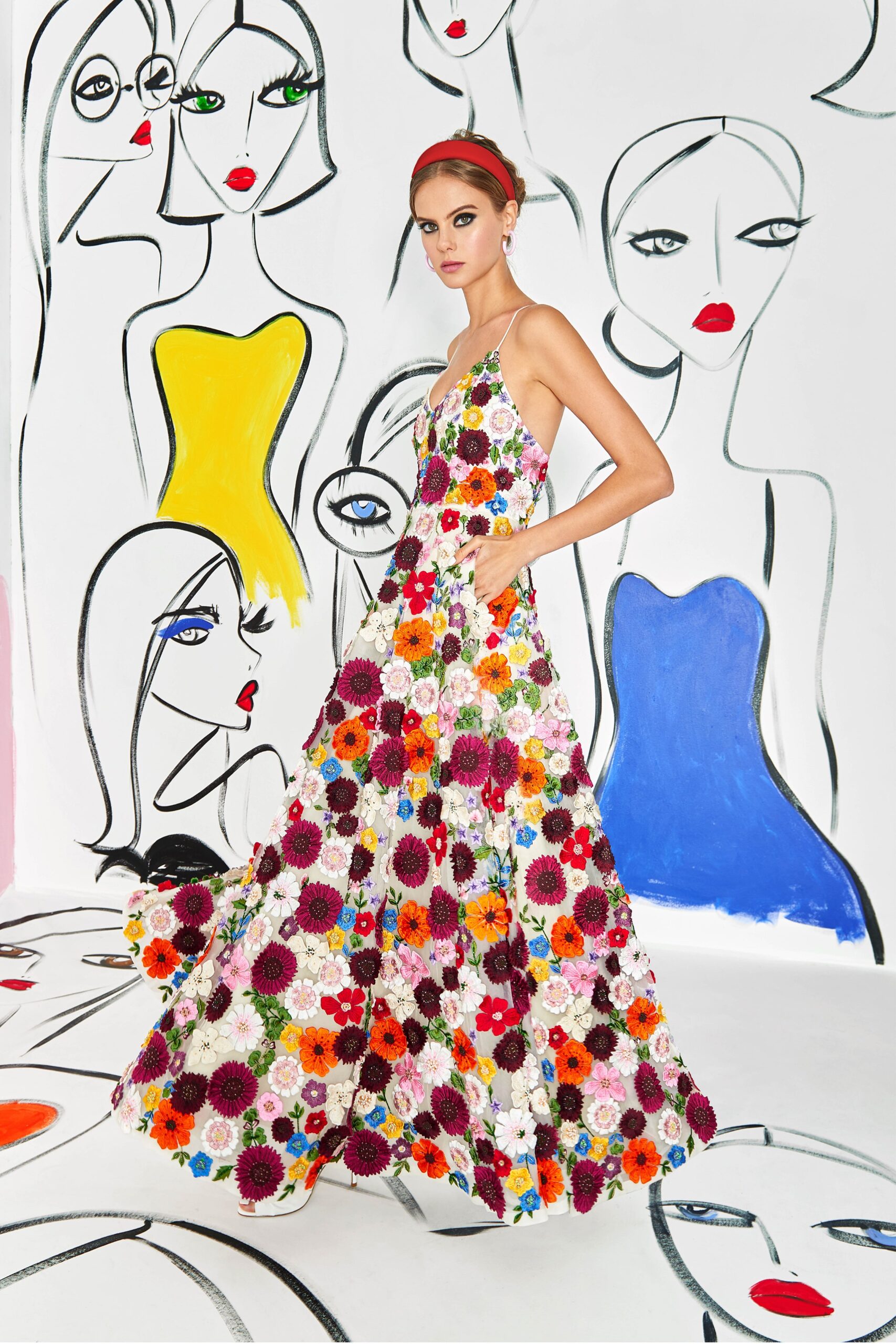 multi-colored floral maxi dress
