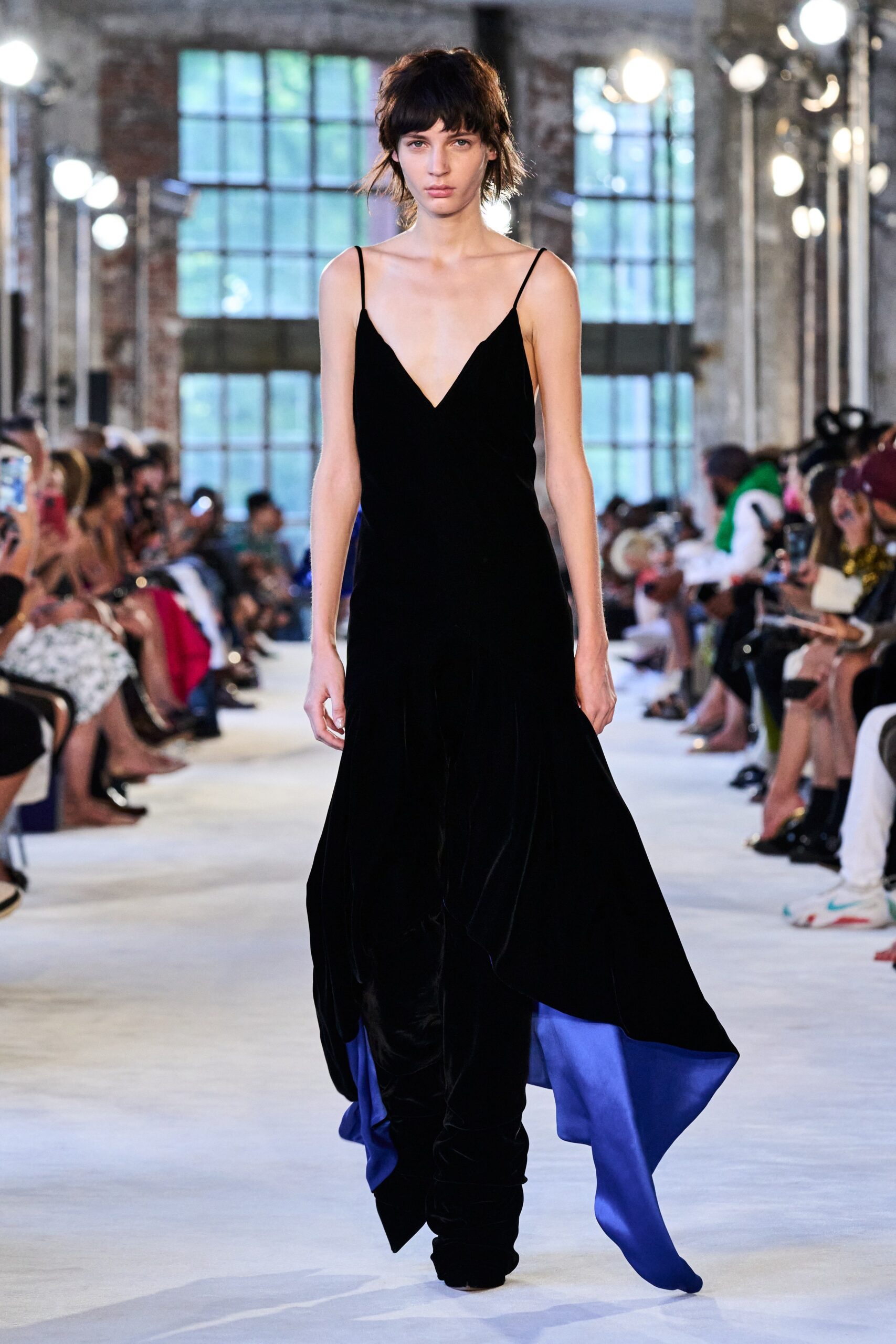 black velvet asymmetric dress