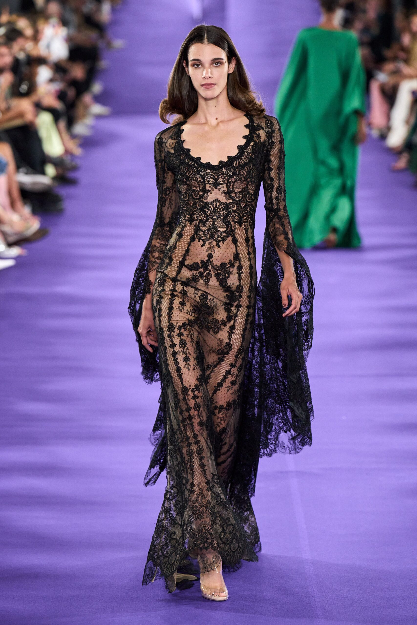 black lace fitted gown