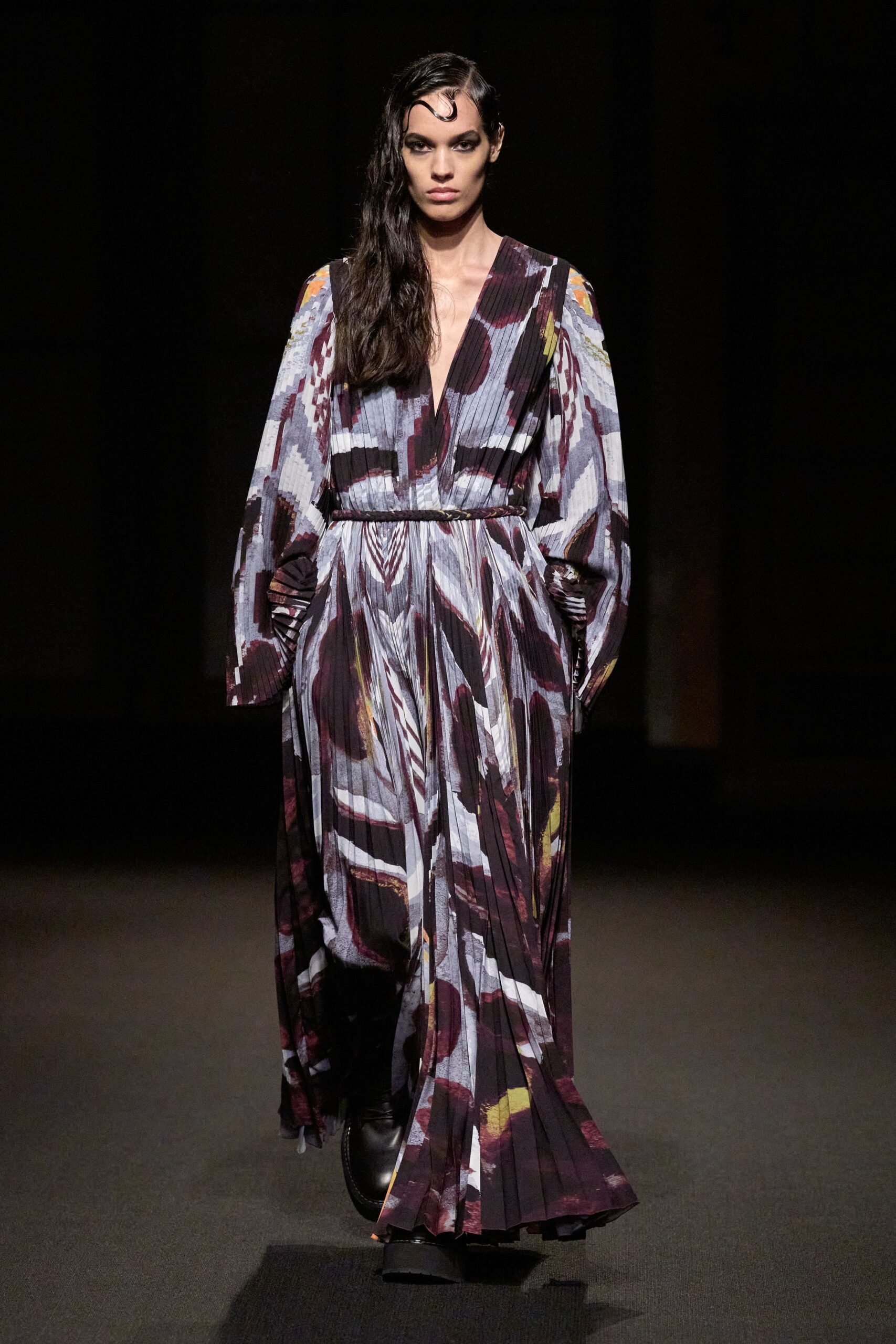 purple printed maxi dress