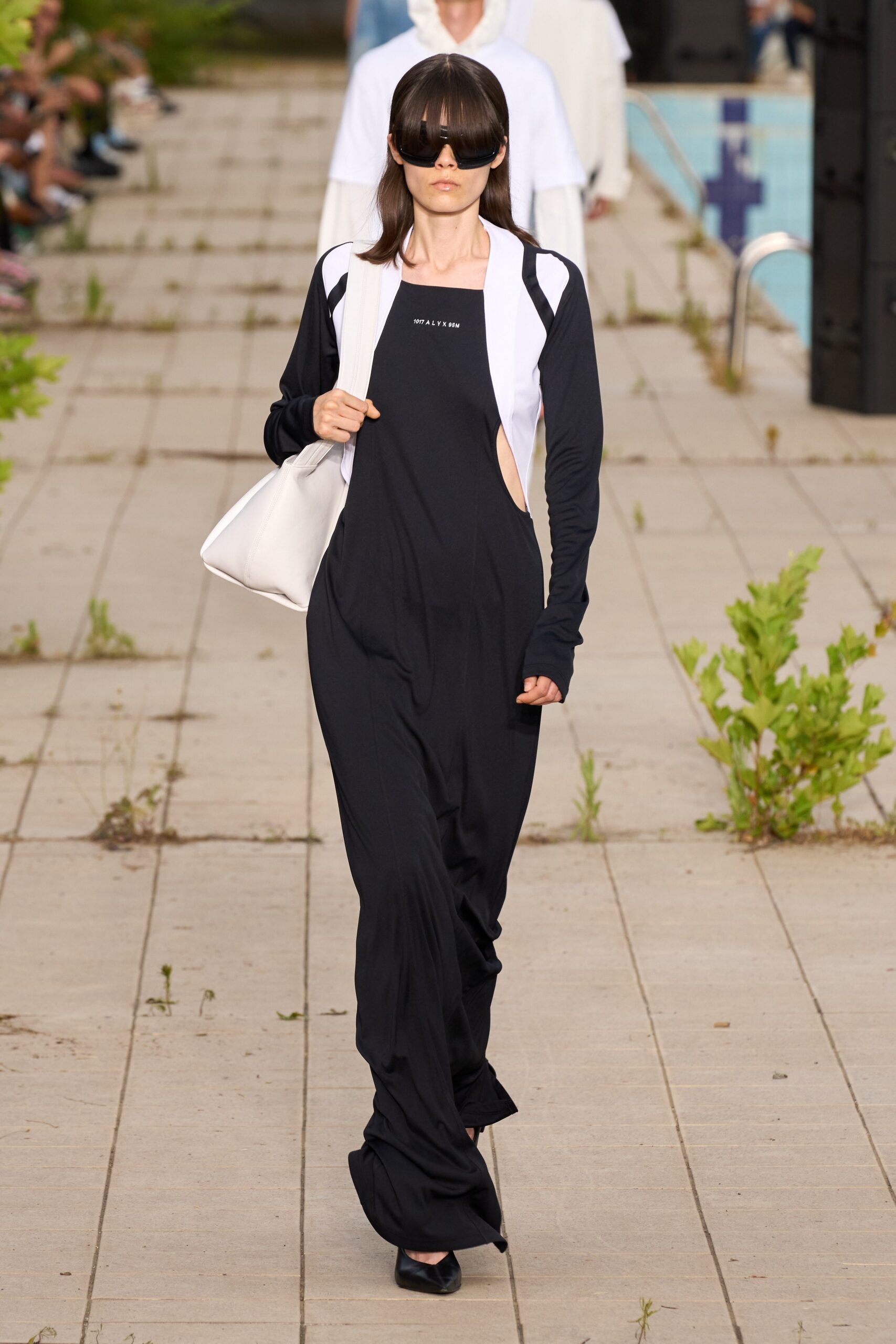 black and white fitted maxi dress