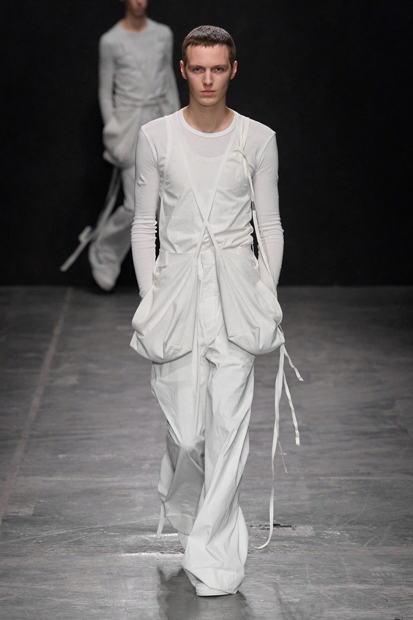 white relaxed long-sleeve jumpsuit