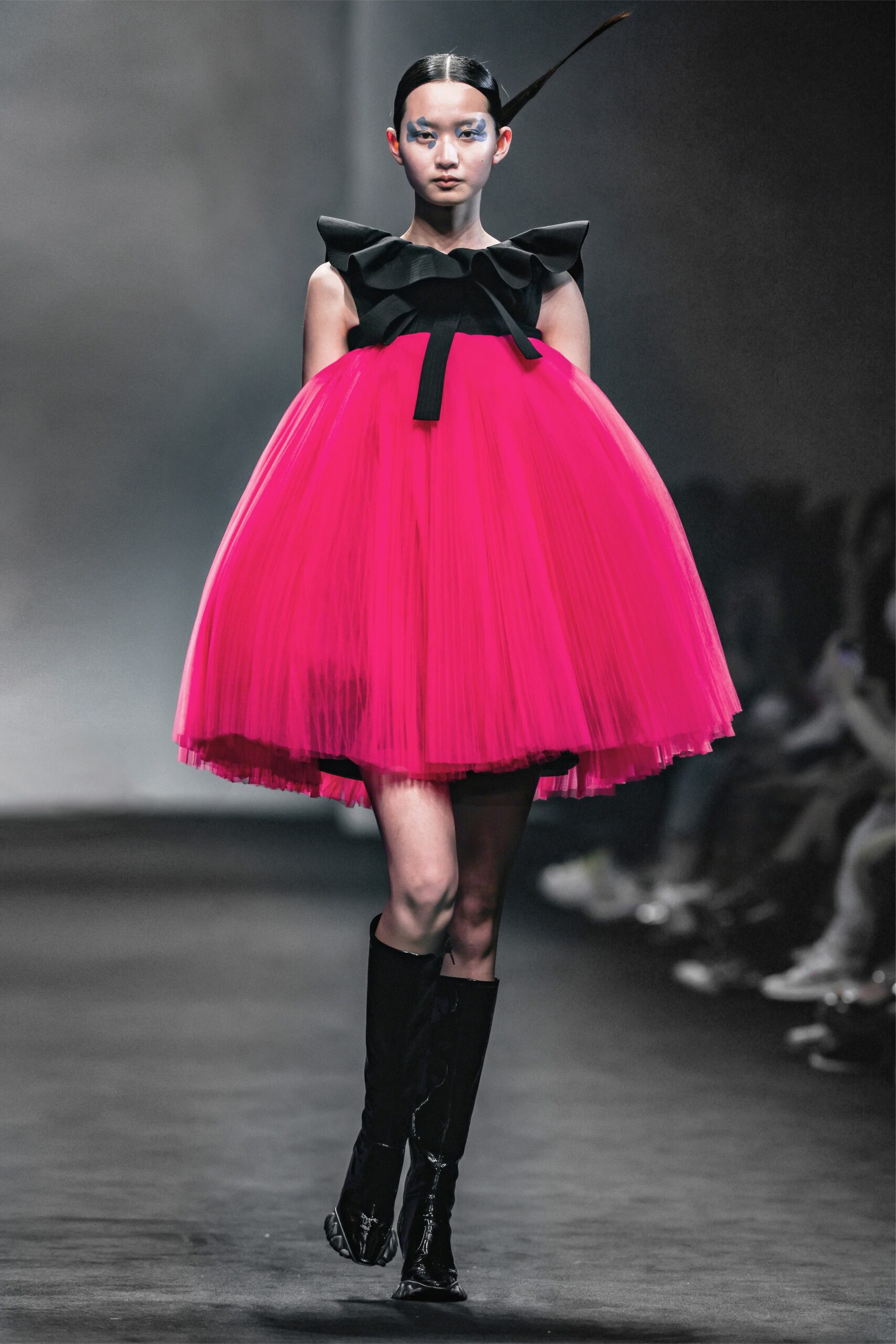 pink pleated mini dress