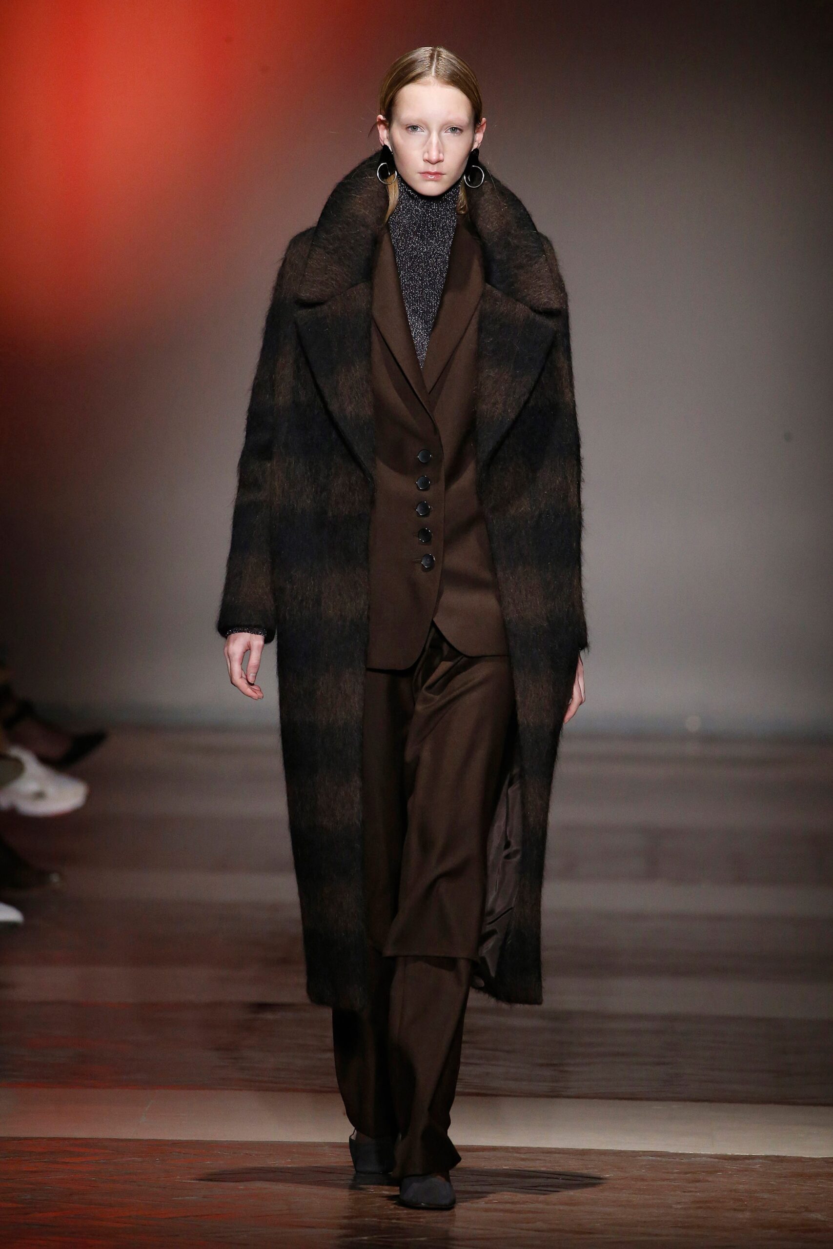 brown striped wool coat and suit
