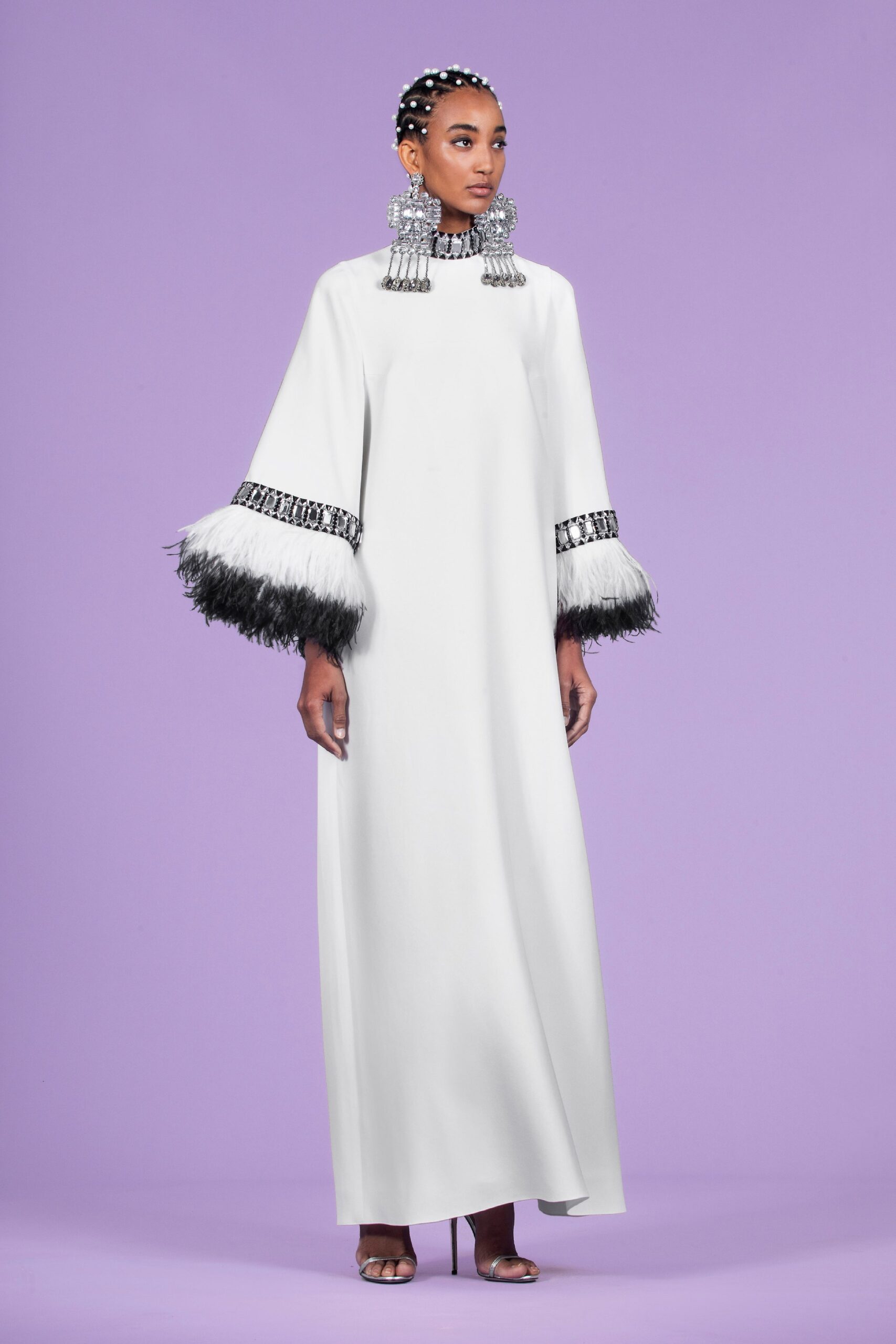 white silk relaxed gown