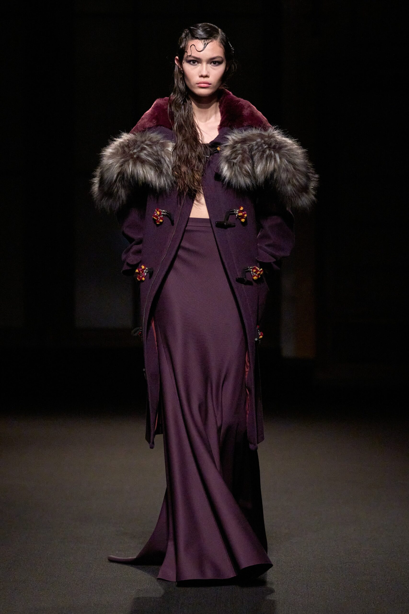 purple wool coat and gown