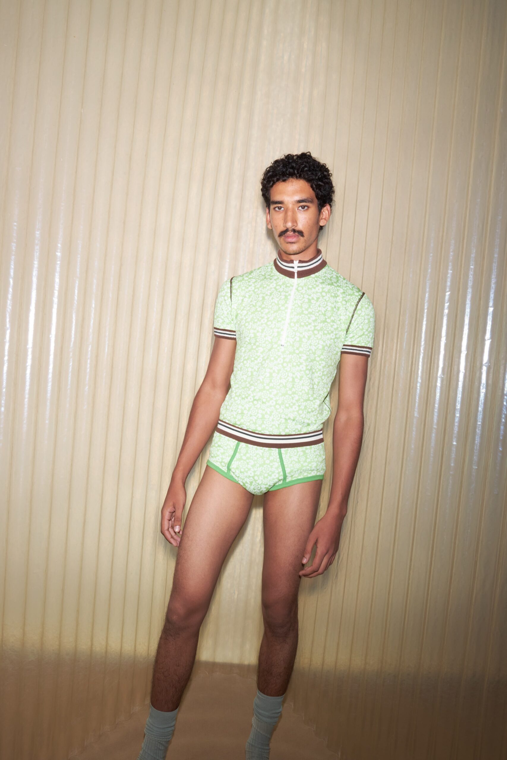 fitted green printed top and shorts