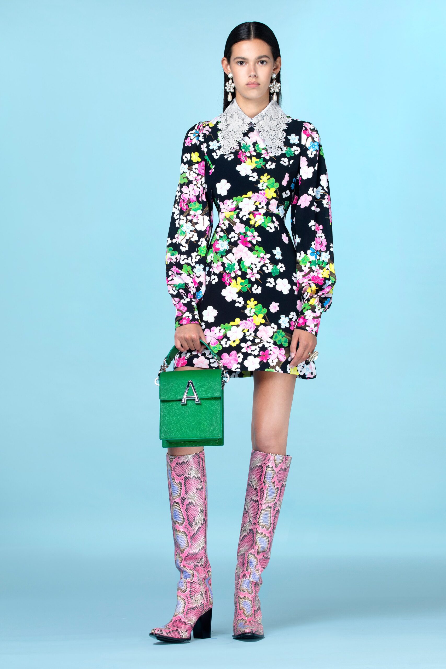 pink fitted animal-print boots