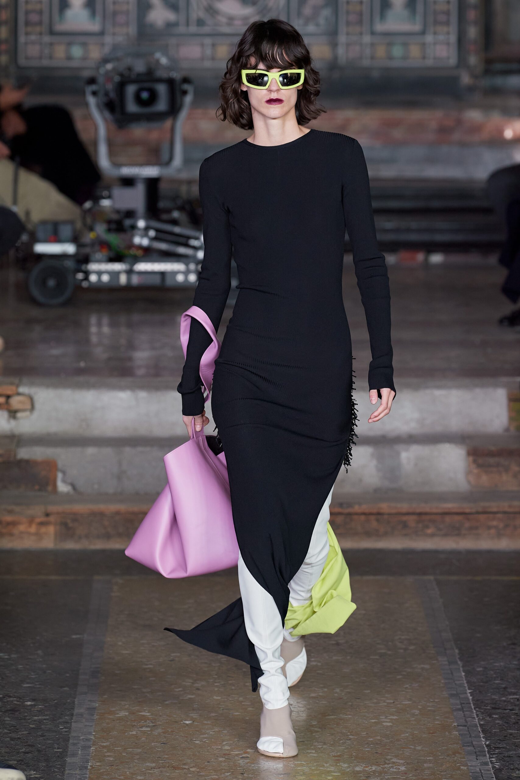 black fitted midi dress