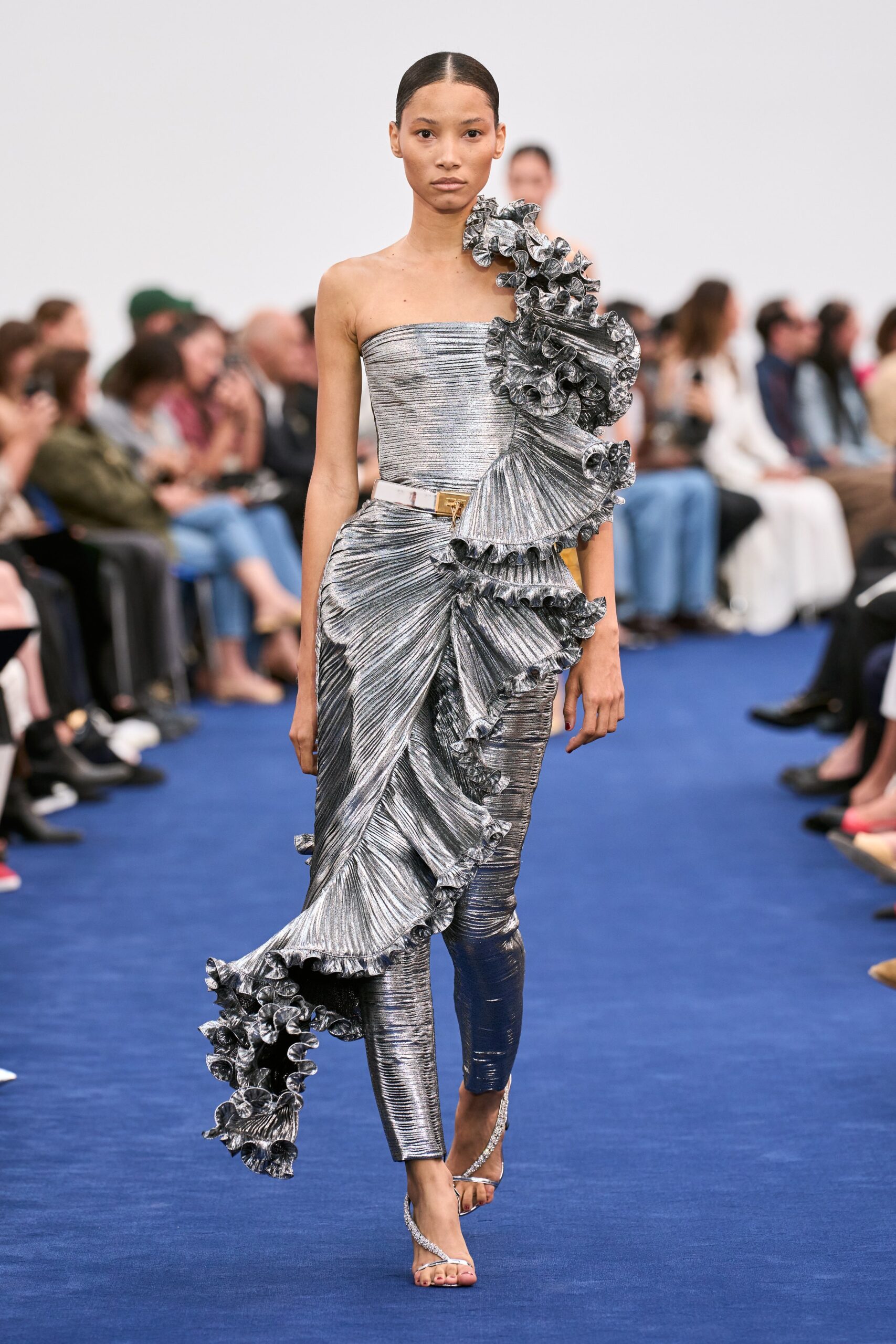 silver metallic fitted jumpsuit