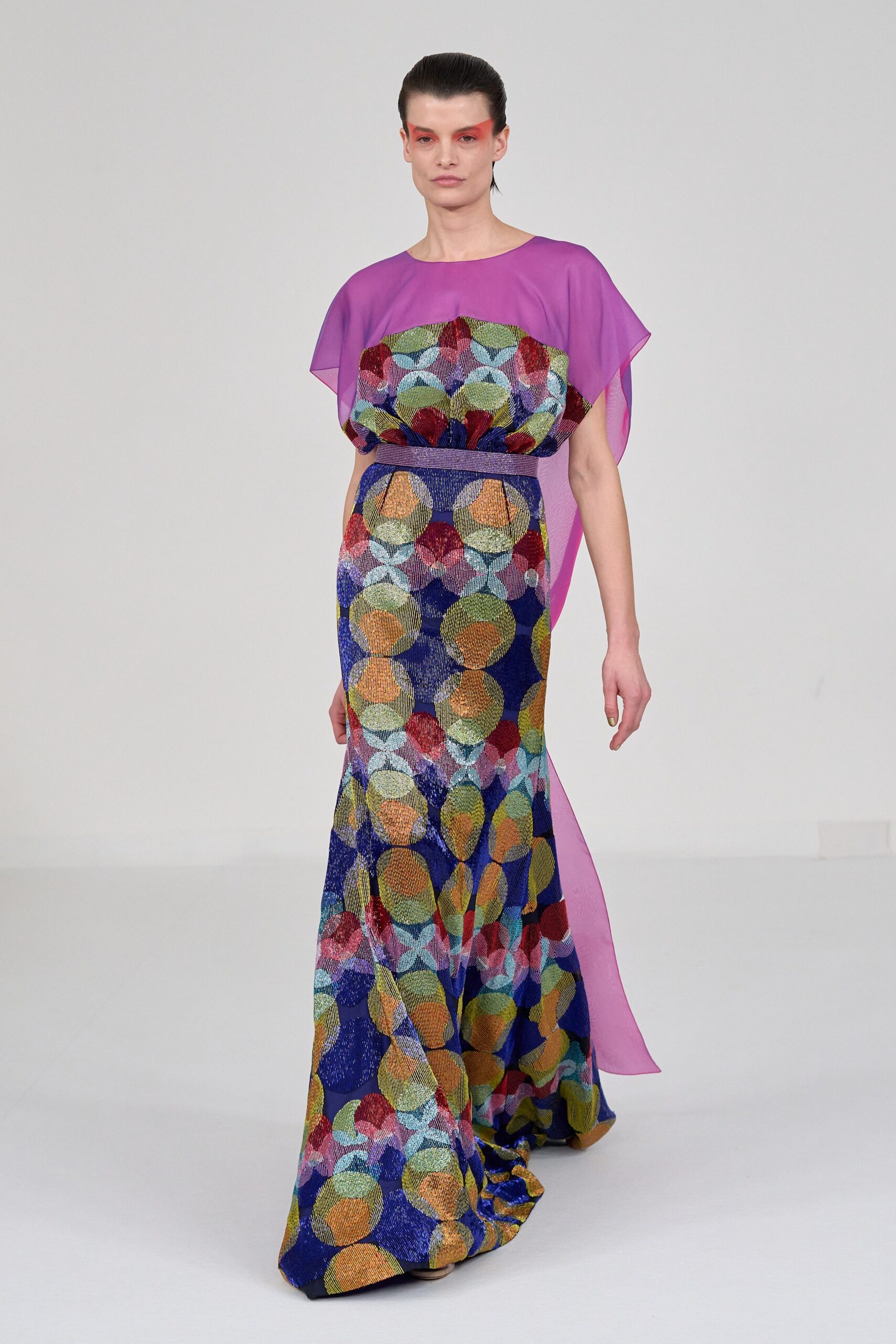 multi-colored flowing gown