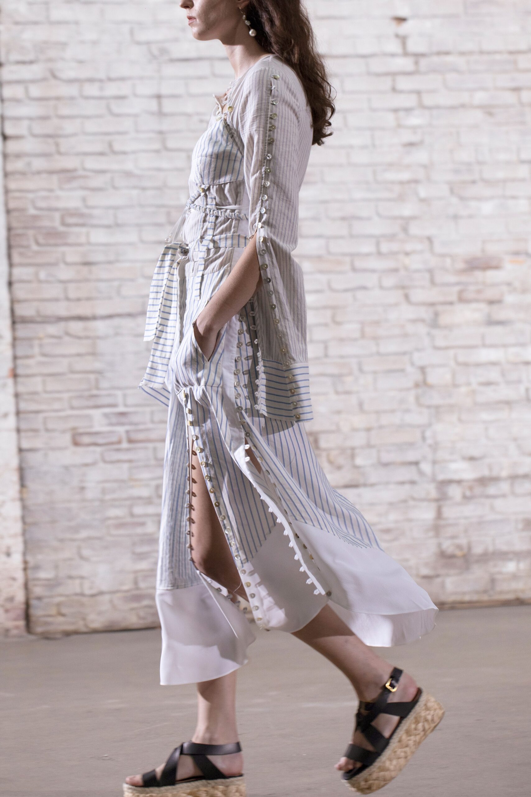 relaxed striped midi dress