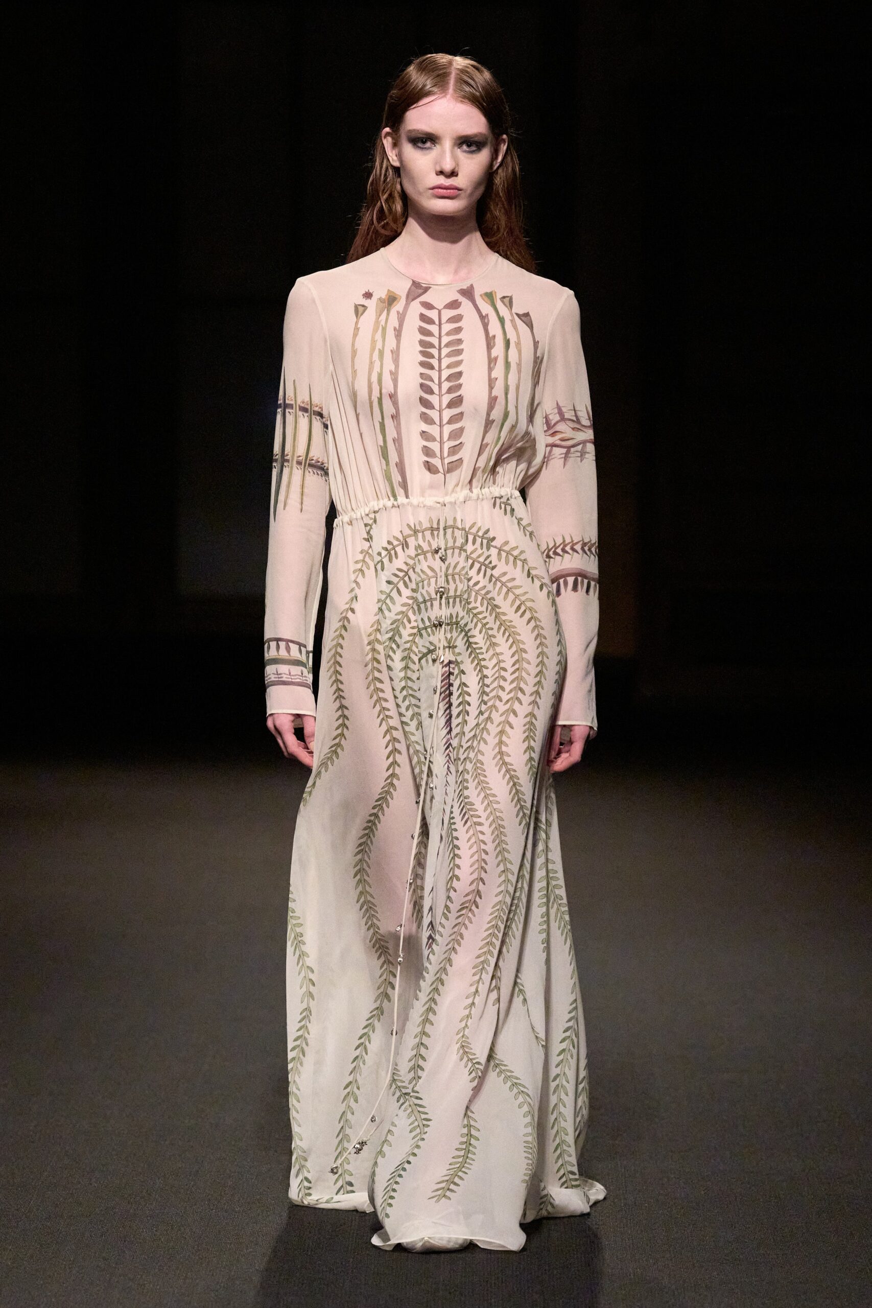 beige silk embroidered maxi dress