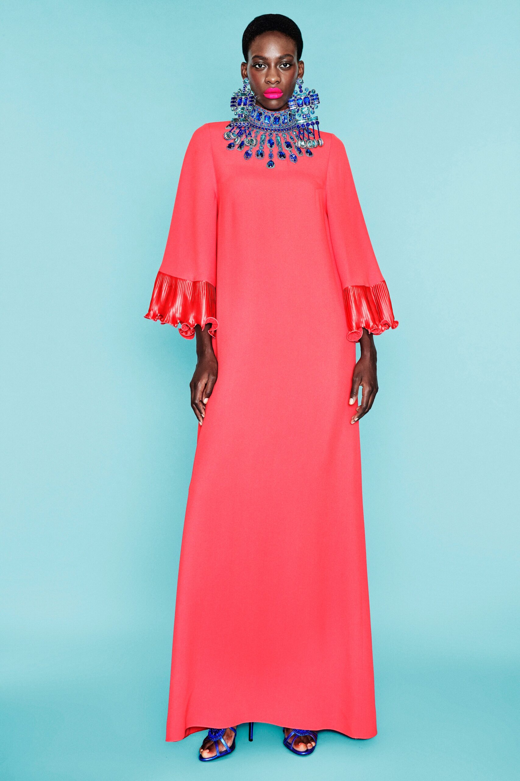 coral silk relaxed gown