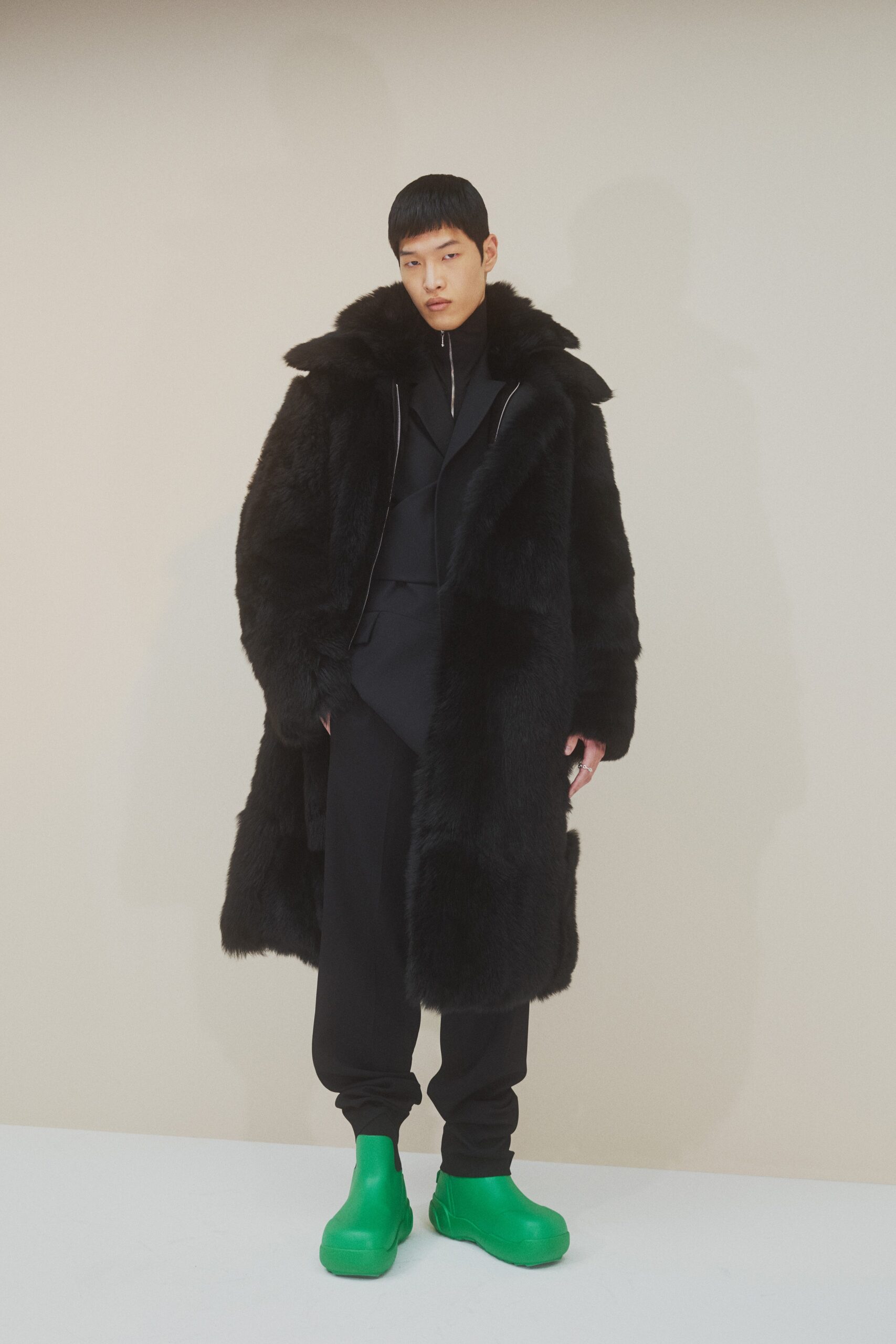 black fur relaxed coat