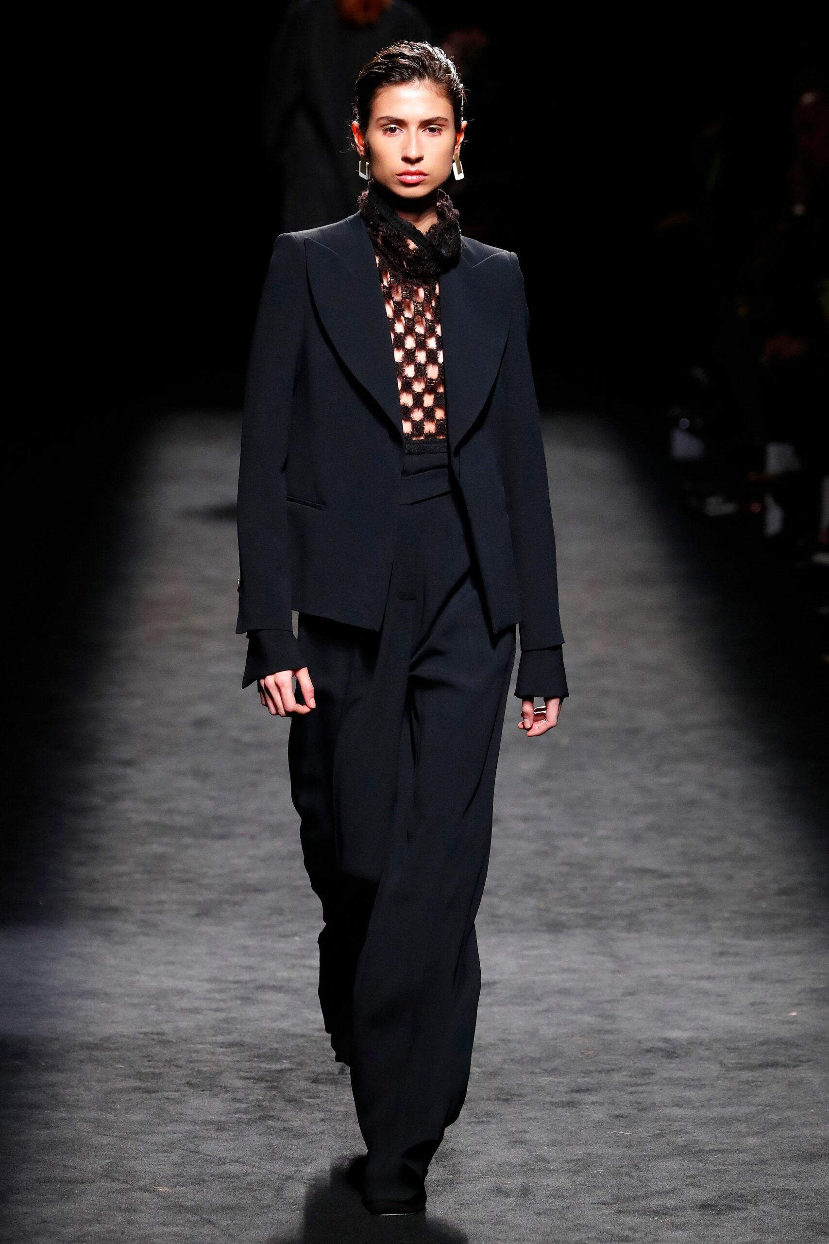 black tailored blazer and pants