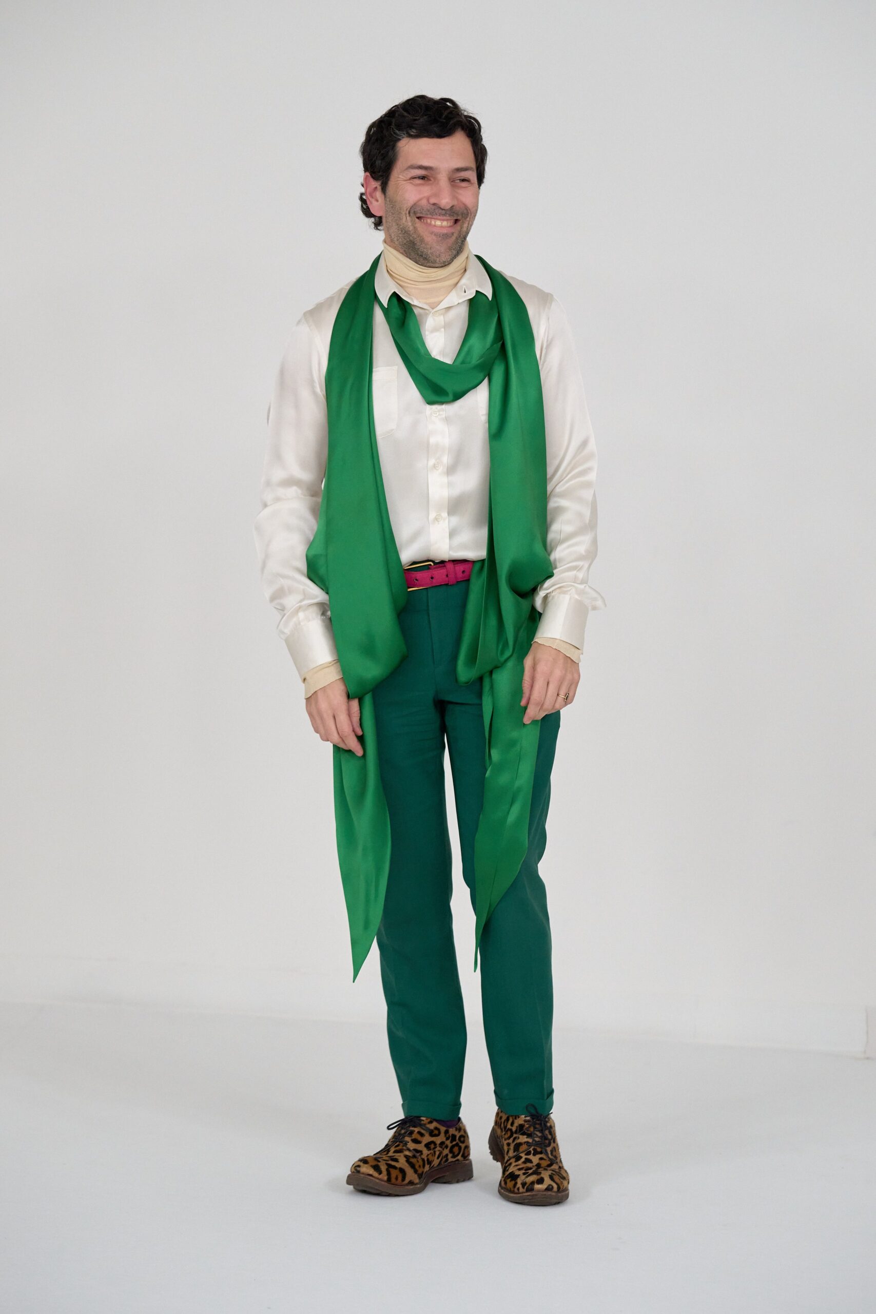 green silk scarf