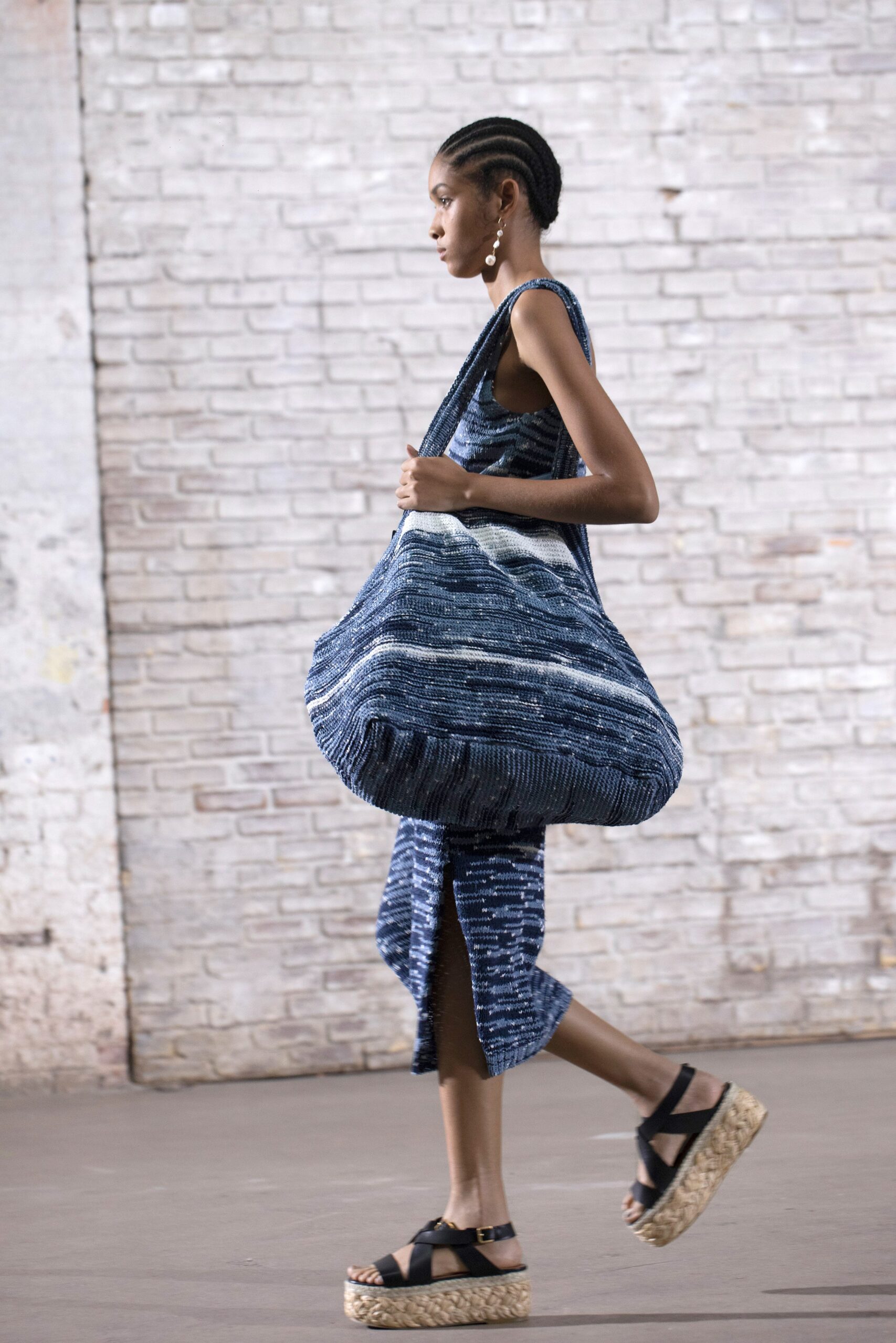 blue cotton fitted dress