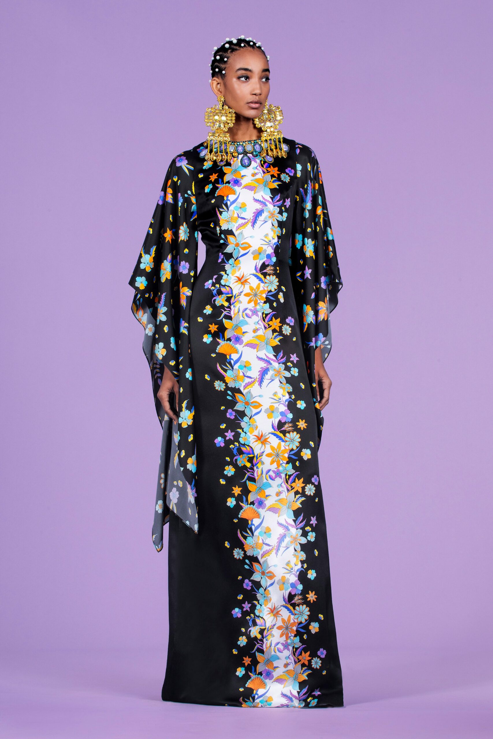 black embroidered maxi gown