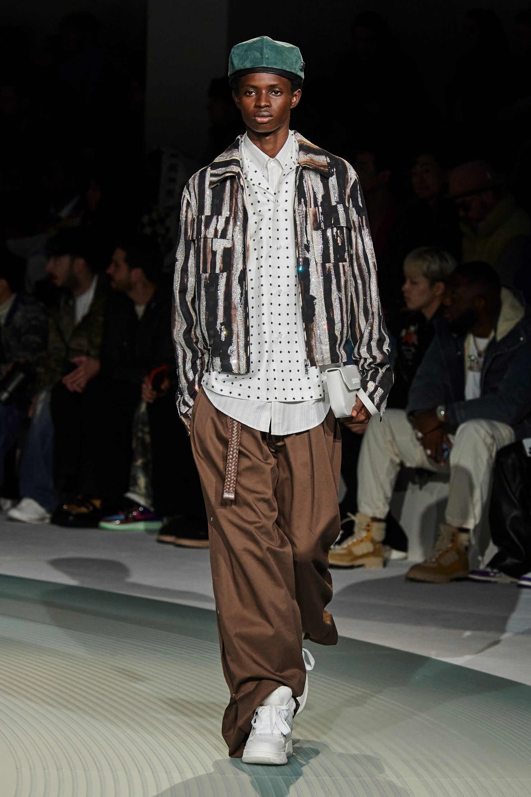 multi-patterned relaxed jacket with shirt and pants
